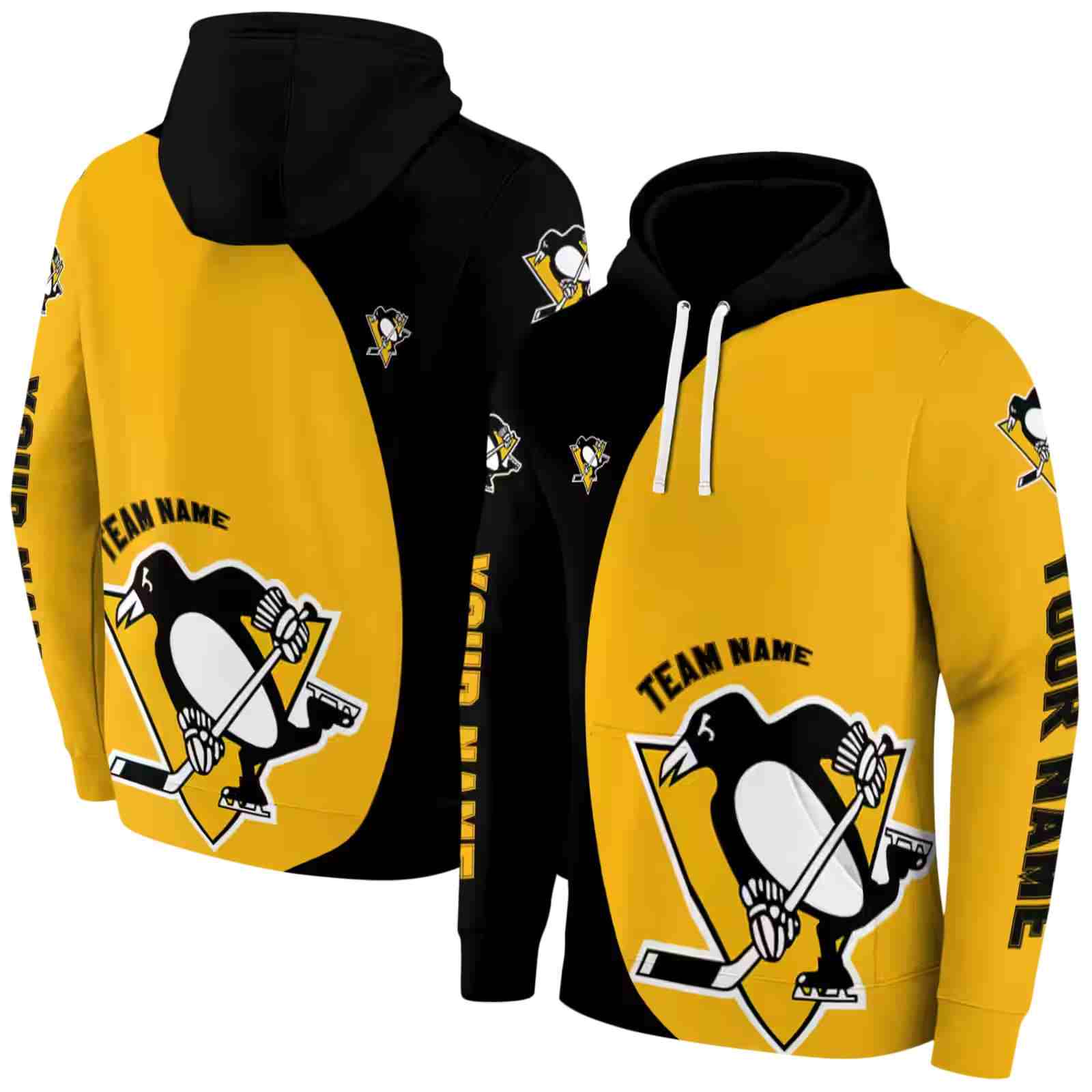 personalized pittsburgh penguins minimalist design yellow black hoodie fashion forward