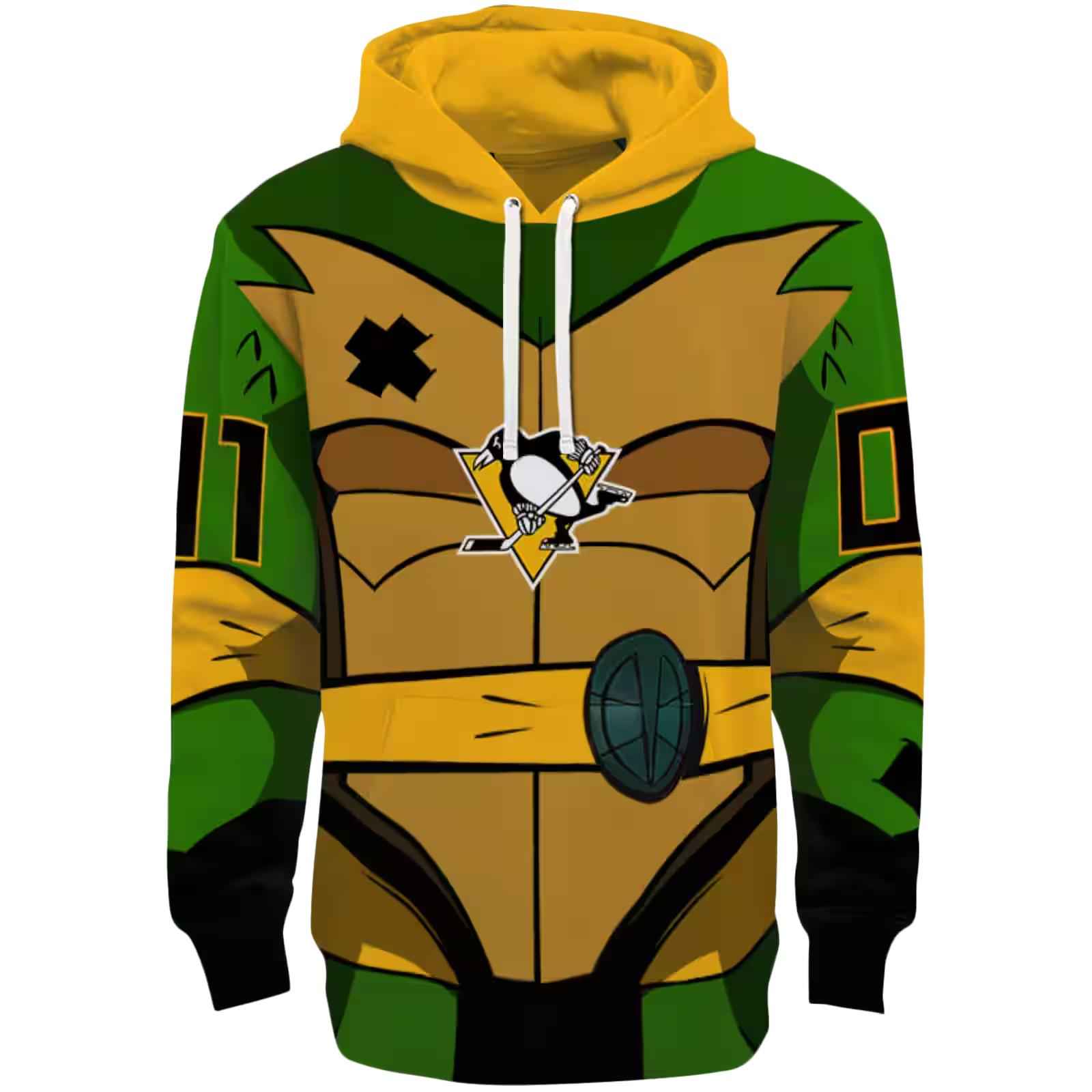 Personalized Pittsburgh Penguins Superhero Armor Yellow Green Hoodie