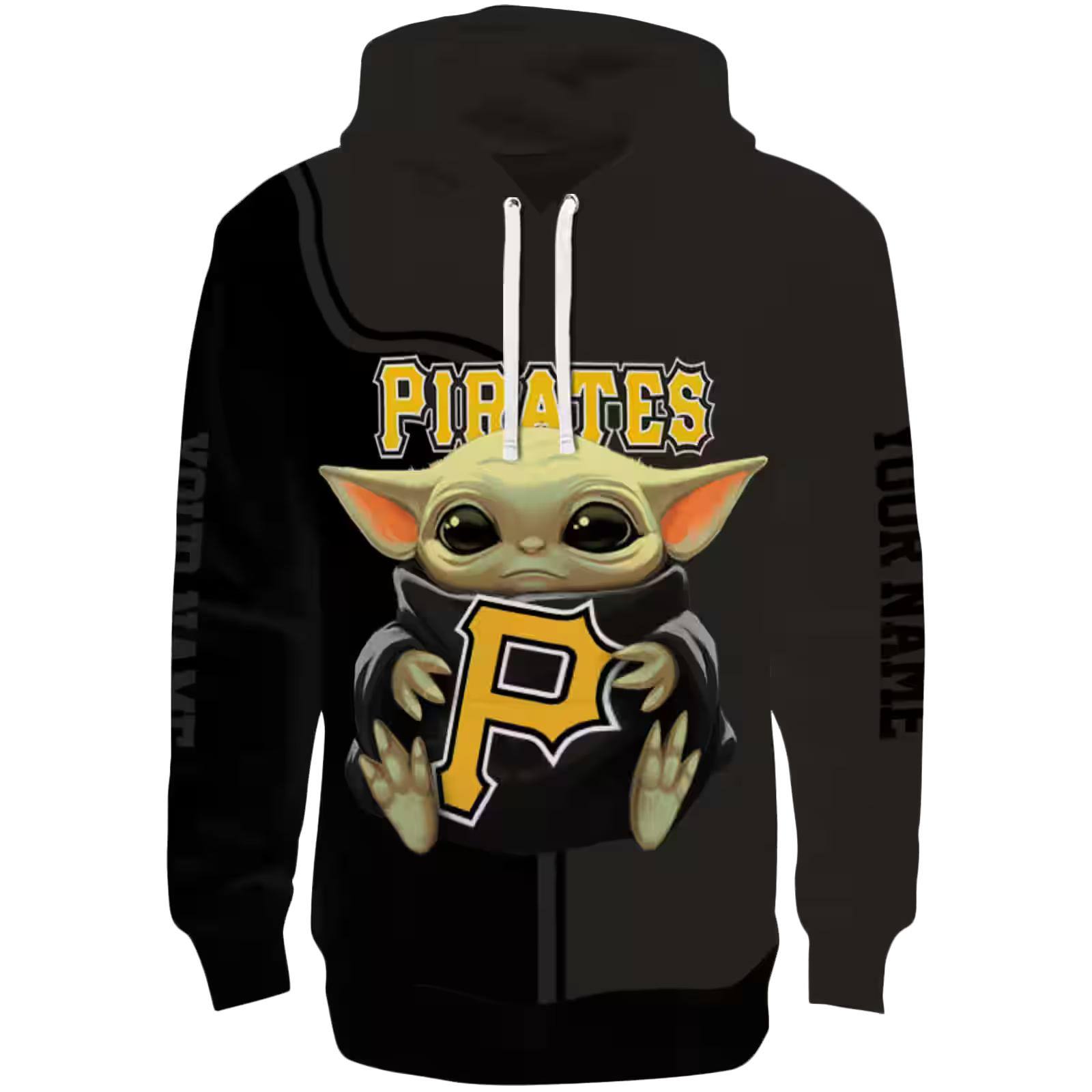 Personalized Pittsburgh Pirates Baby Yoda Black Hoodie