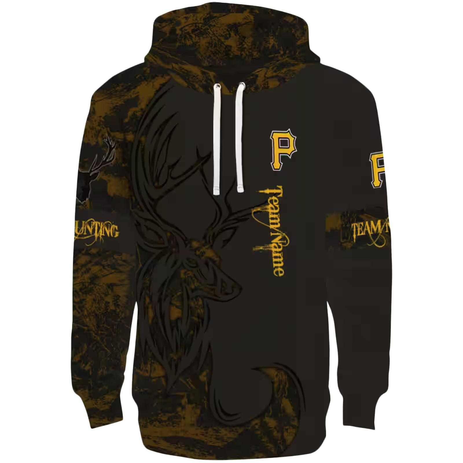 Personalized Pittsburgh Pirates Deer Silhouette Black Hoodie