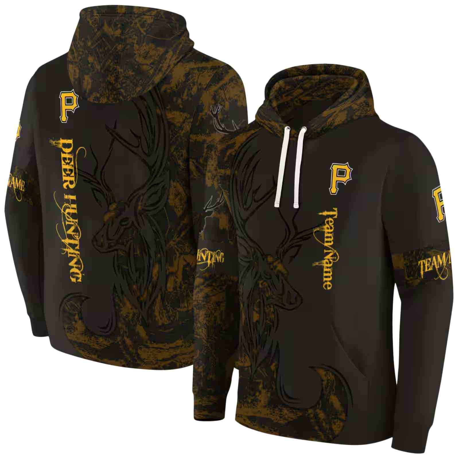 personalized pittsburgh pirates deer silhouette black hoodie fashion forward