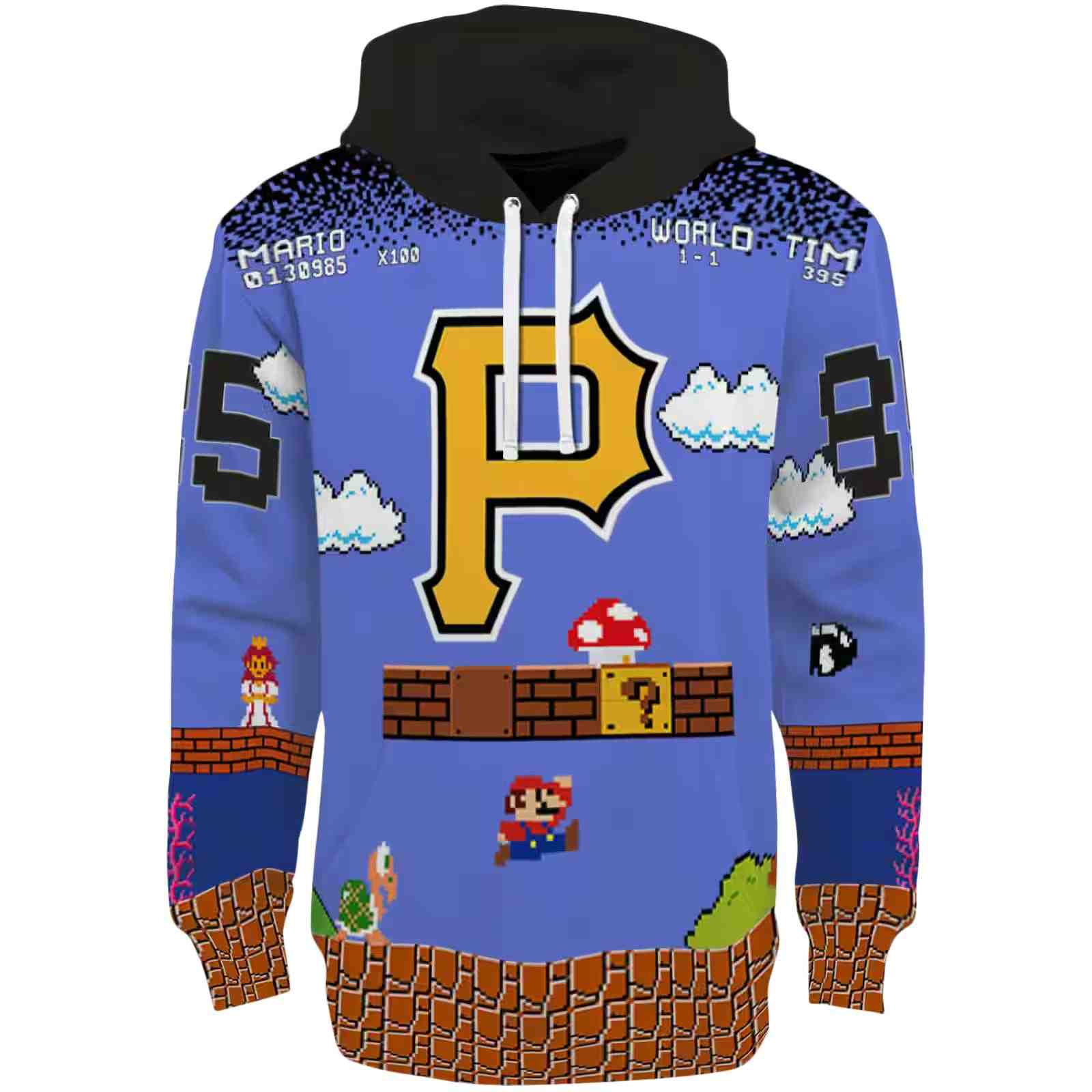 Personalized Pittsburgh Pirates Mario Blue Black Hoodie