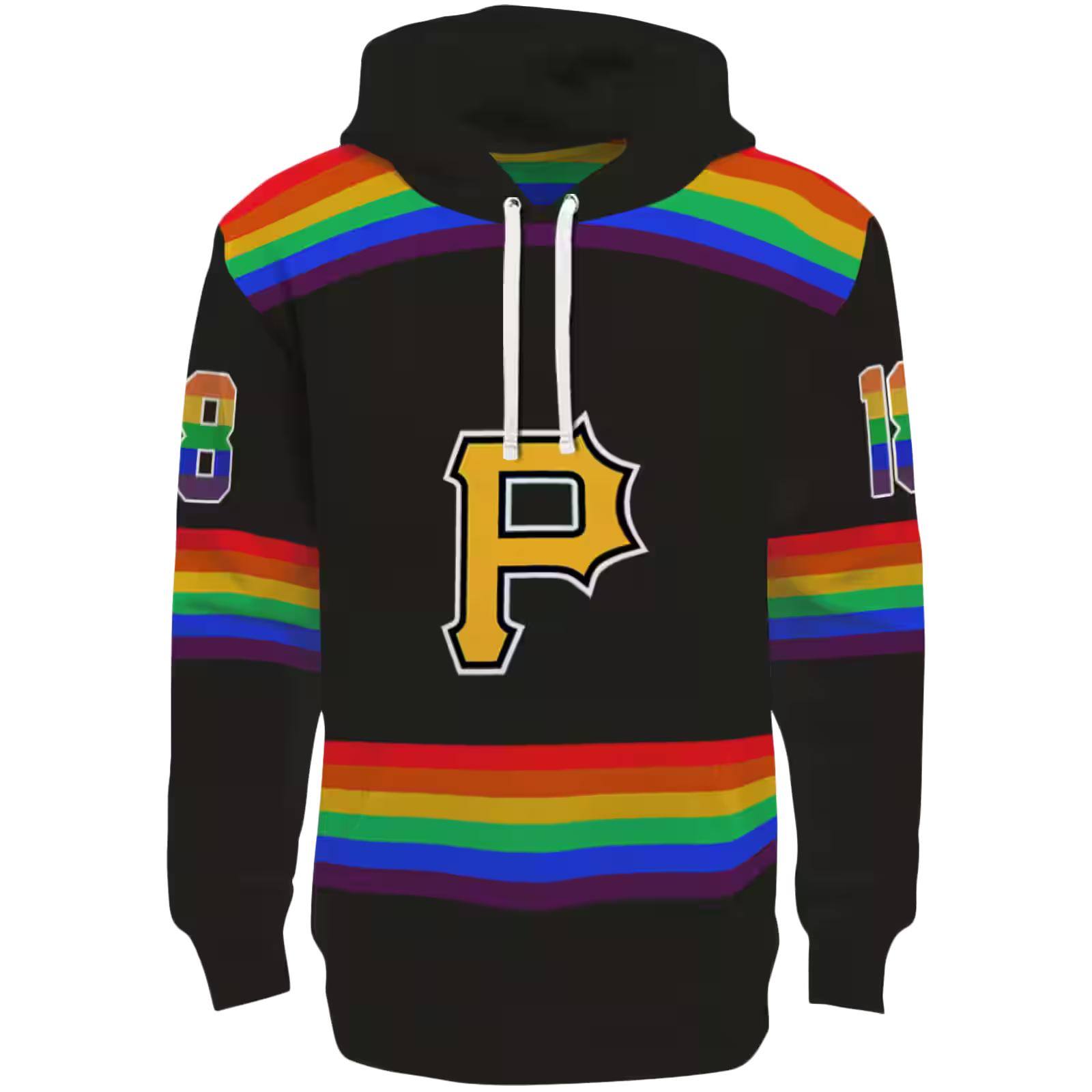 Personalized Pittsburgh Pirates Rainbow Stripes Black Hoodie