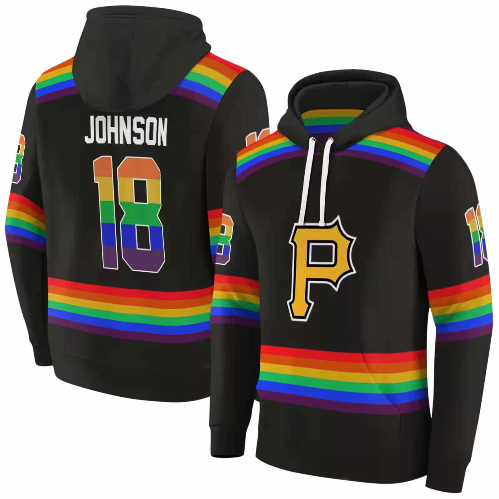 personalized pittsburgh pirates rainbow stripes black hoodie fashion forward