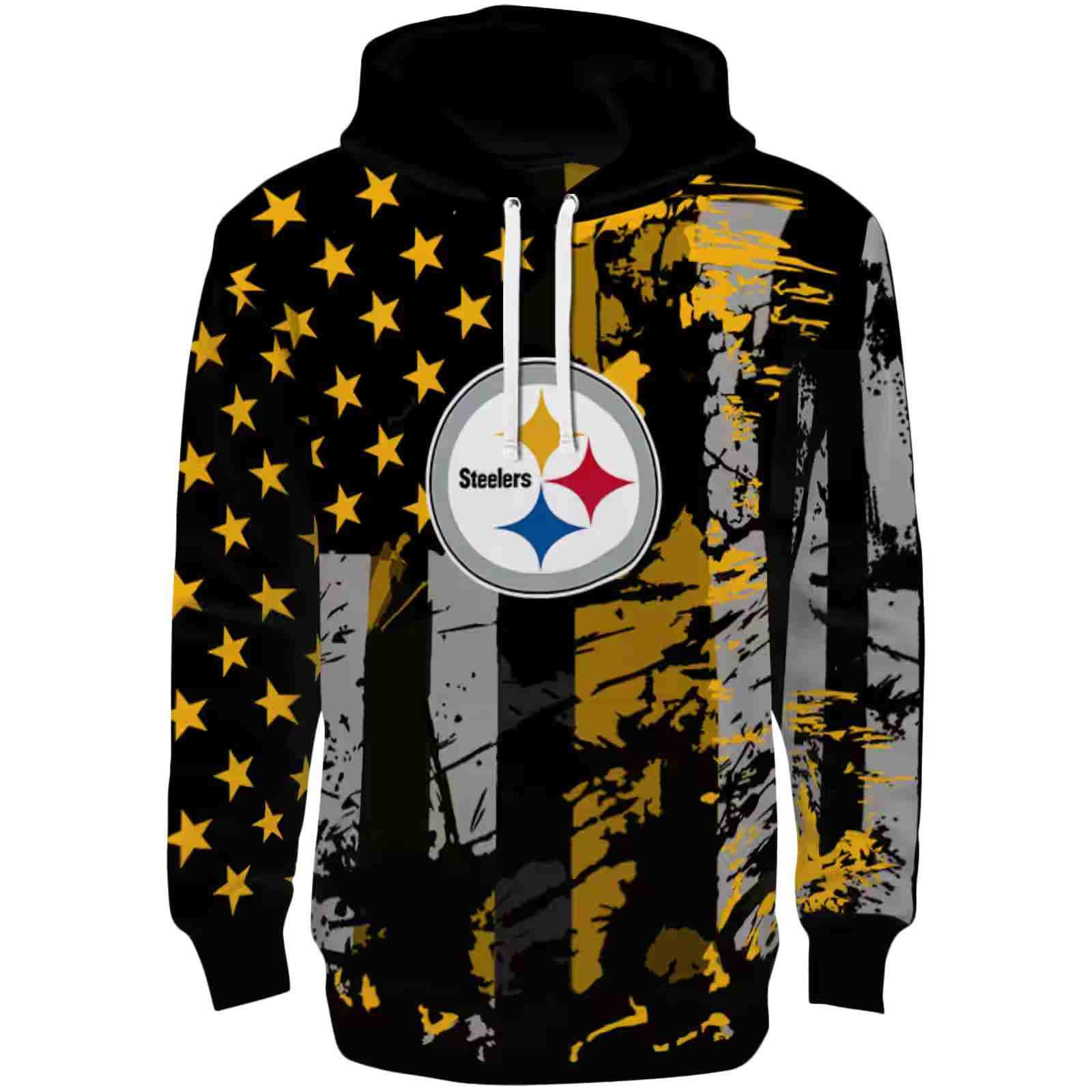 Personalized Pittsburgh Steelers Distressed Flag Gold Black Hoodie