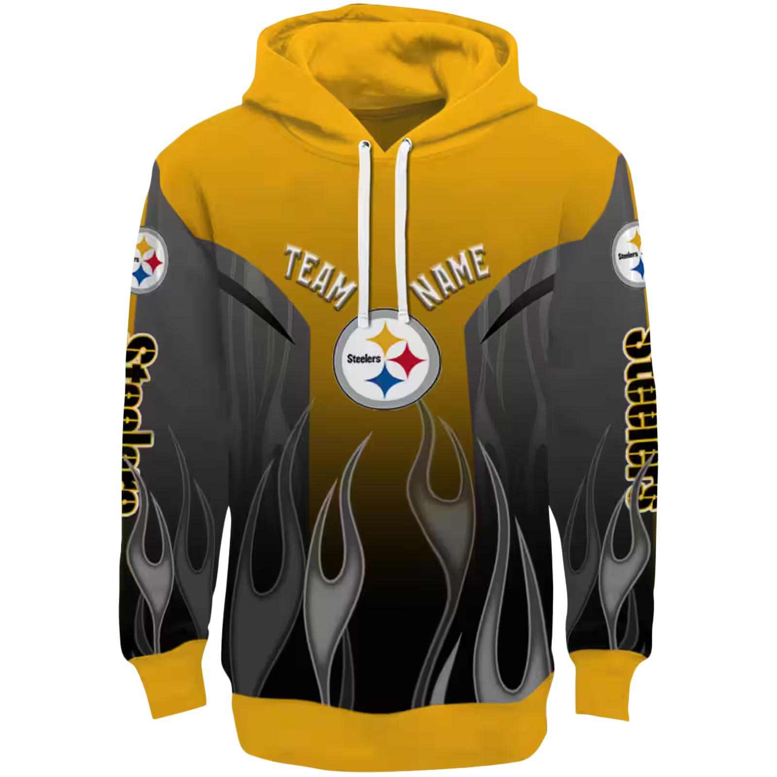 Personalized Pittsburgh Steelers Flame Design Gold Hoodie