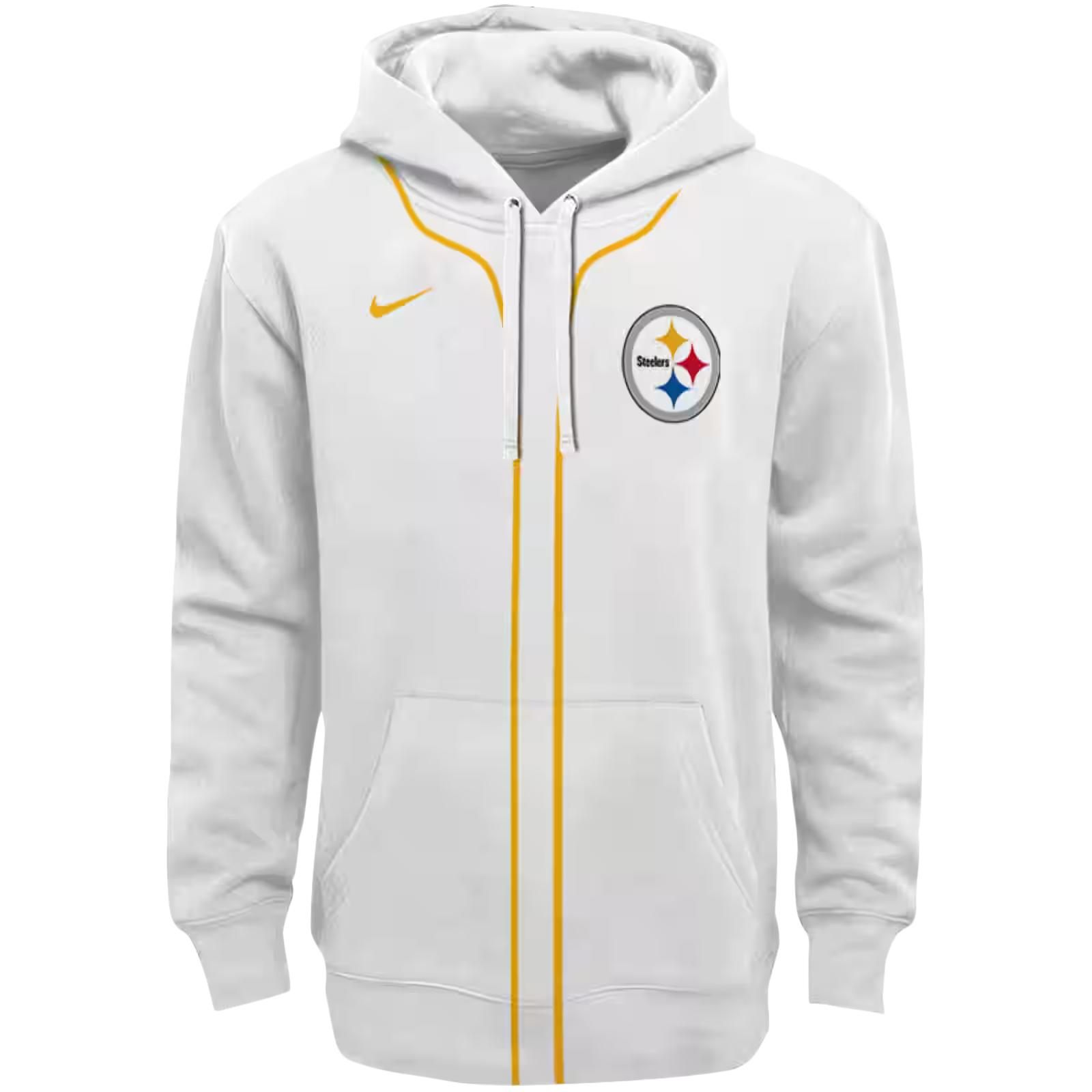 Personalized Pittsburgh Steelers Sporty Stripe White Hoodie