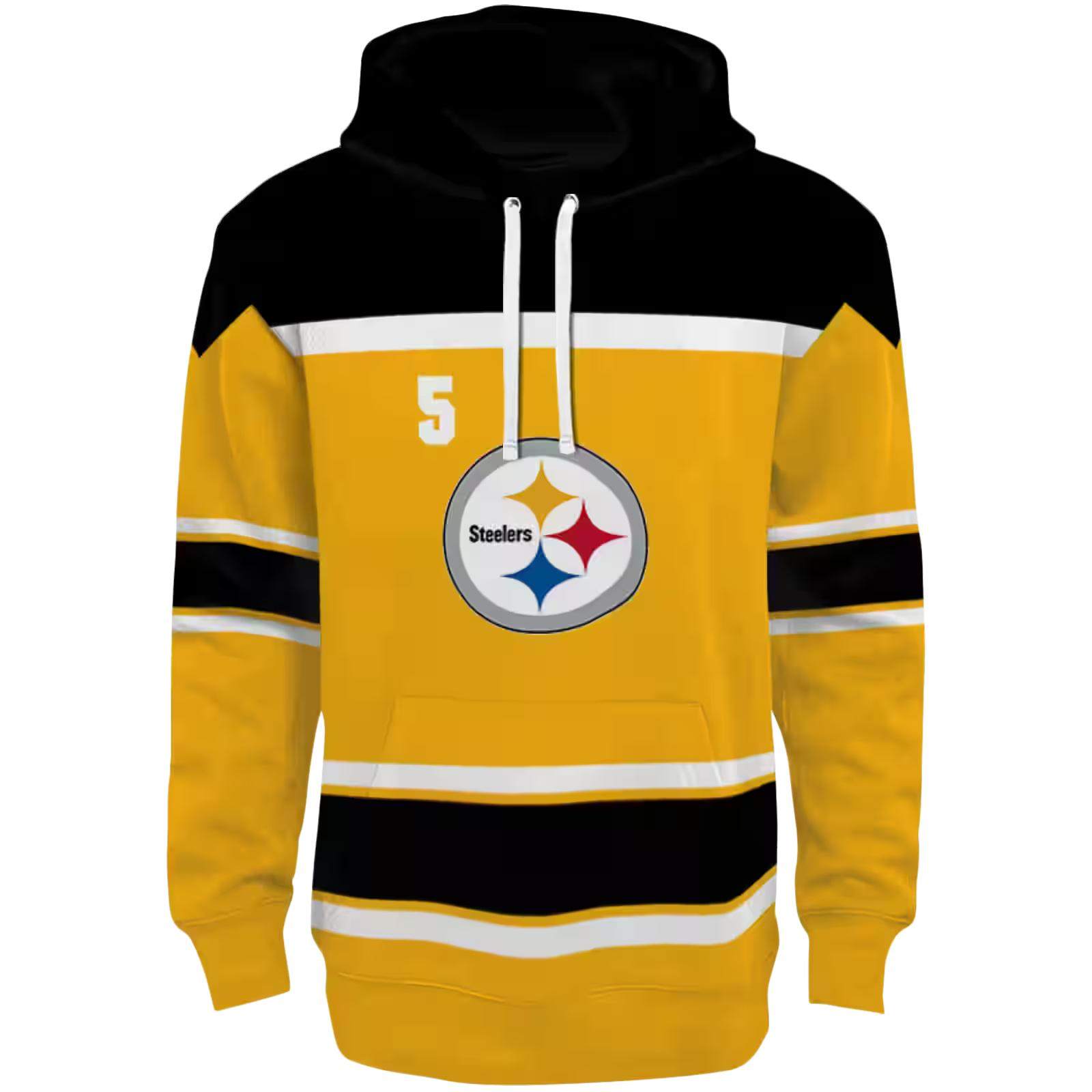 Personalized Pittsburgh Steelers Striped Pattern Gold Hoodie