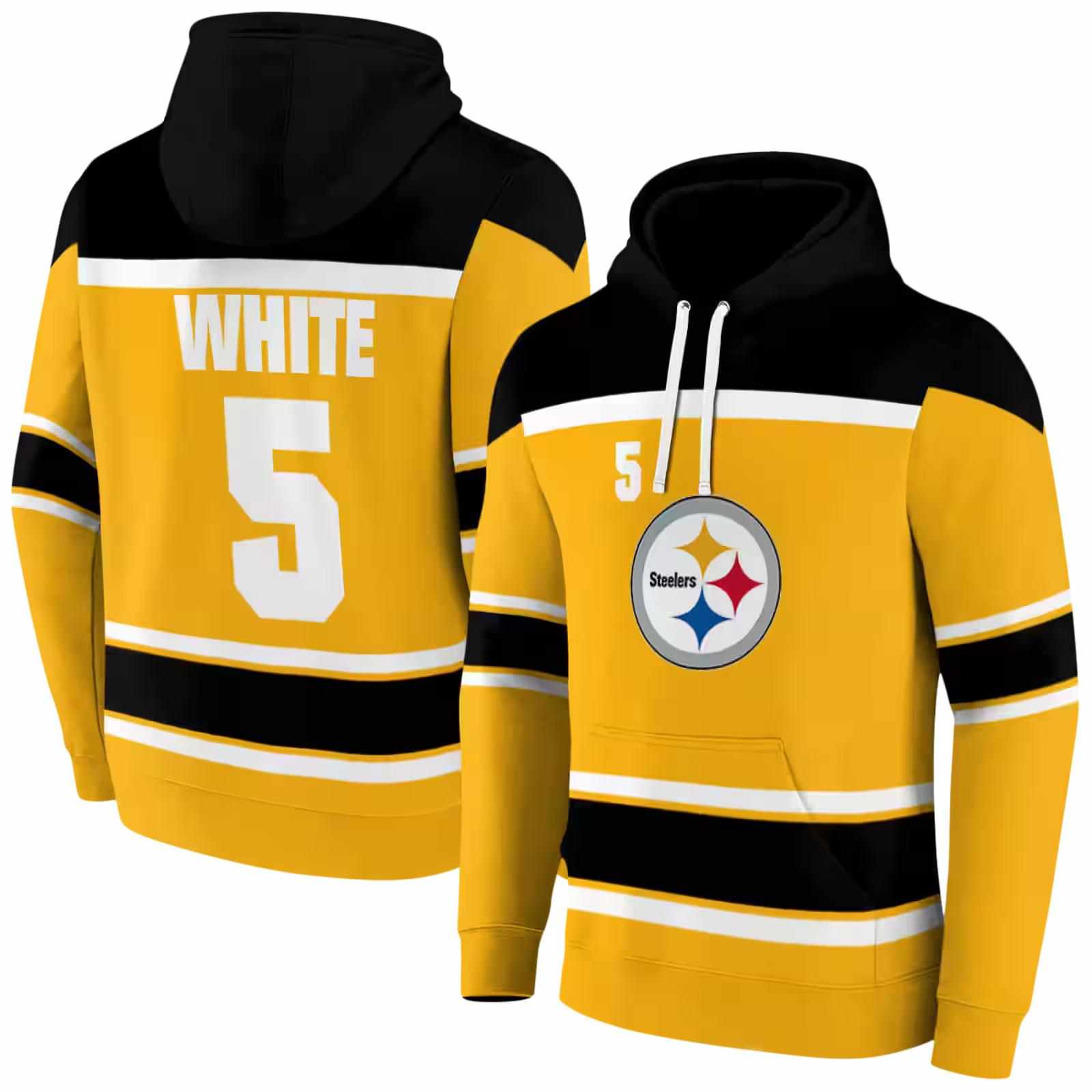 personalized pittsburgh steelers striped pattern gold hoodie fashion forward