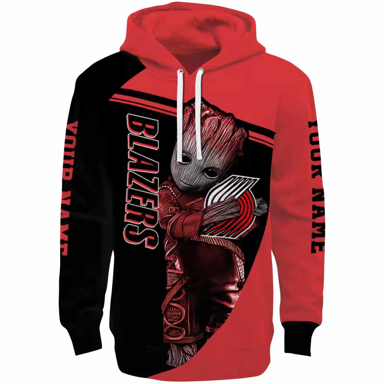 Personalized Portland Trail Blazers Groot Red Hoodie