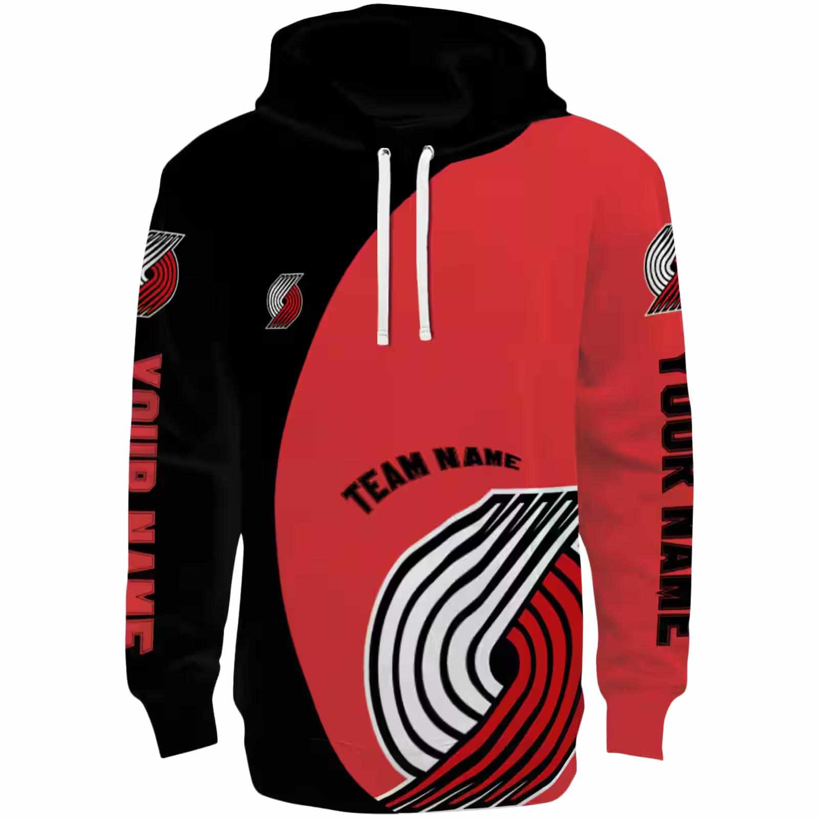 Personalized Portland Trail Blazers Minimalist Design Red Black Hoodie