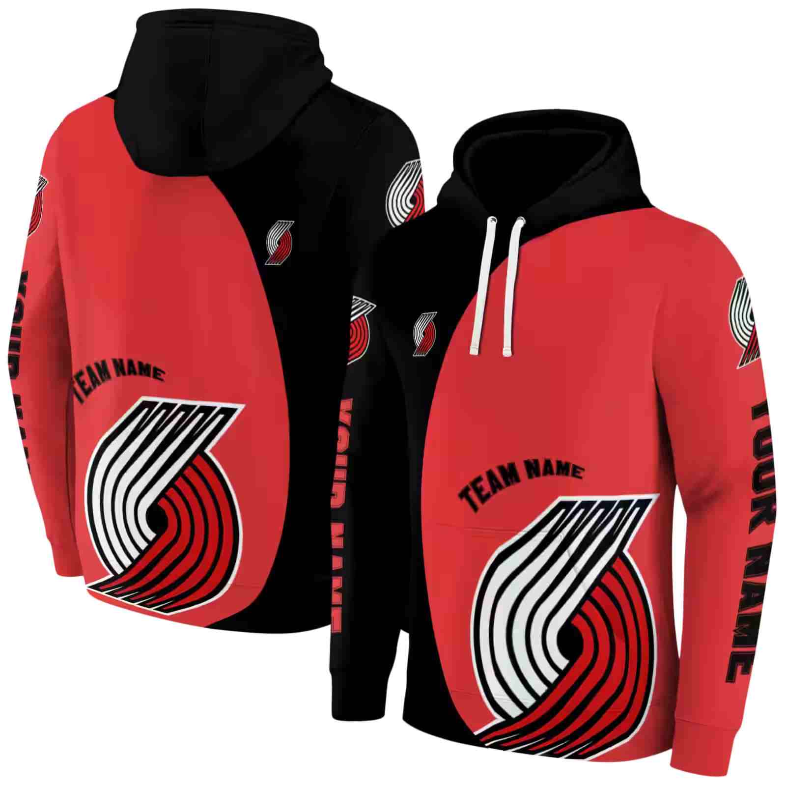 personalized portland trail blazers minimalist design red black hoodie fashion forward