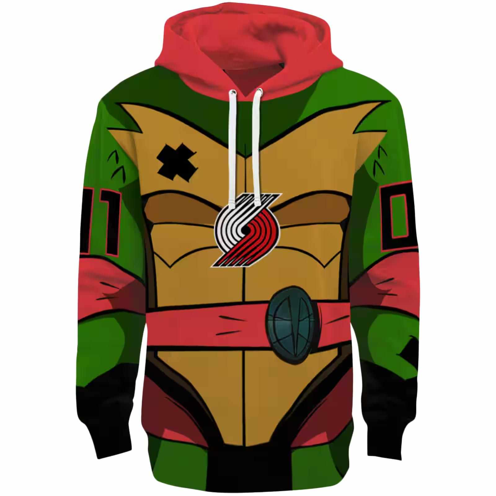 Personalized Portland Trail Blazers Superhero Armor Red Green Hoodie