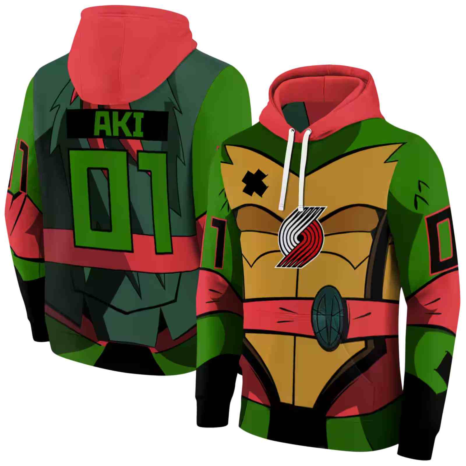 personalized portland trail blazers superhero armor red green hoodie fashion forward