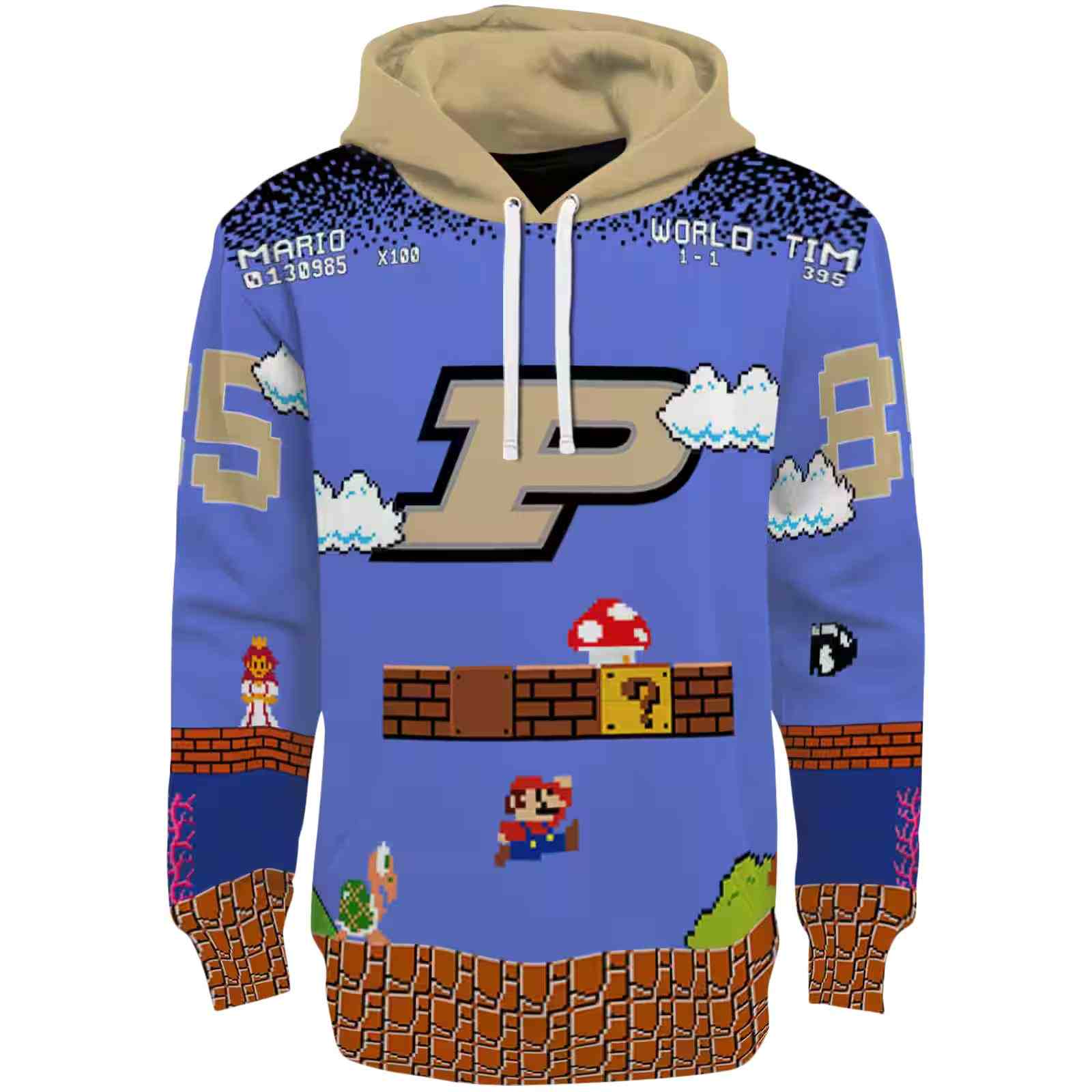 Personalized Purdue Boilermakers Mario Blue Black Hoodie