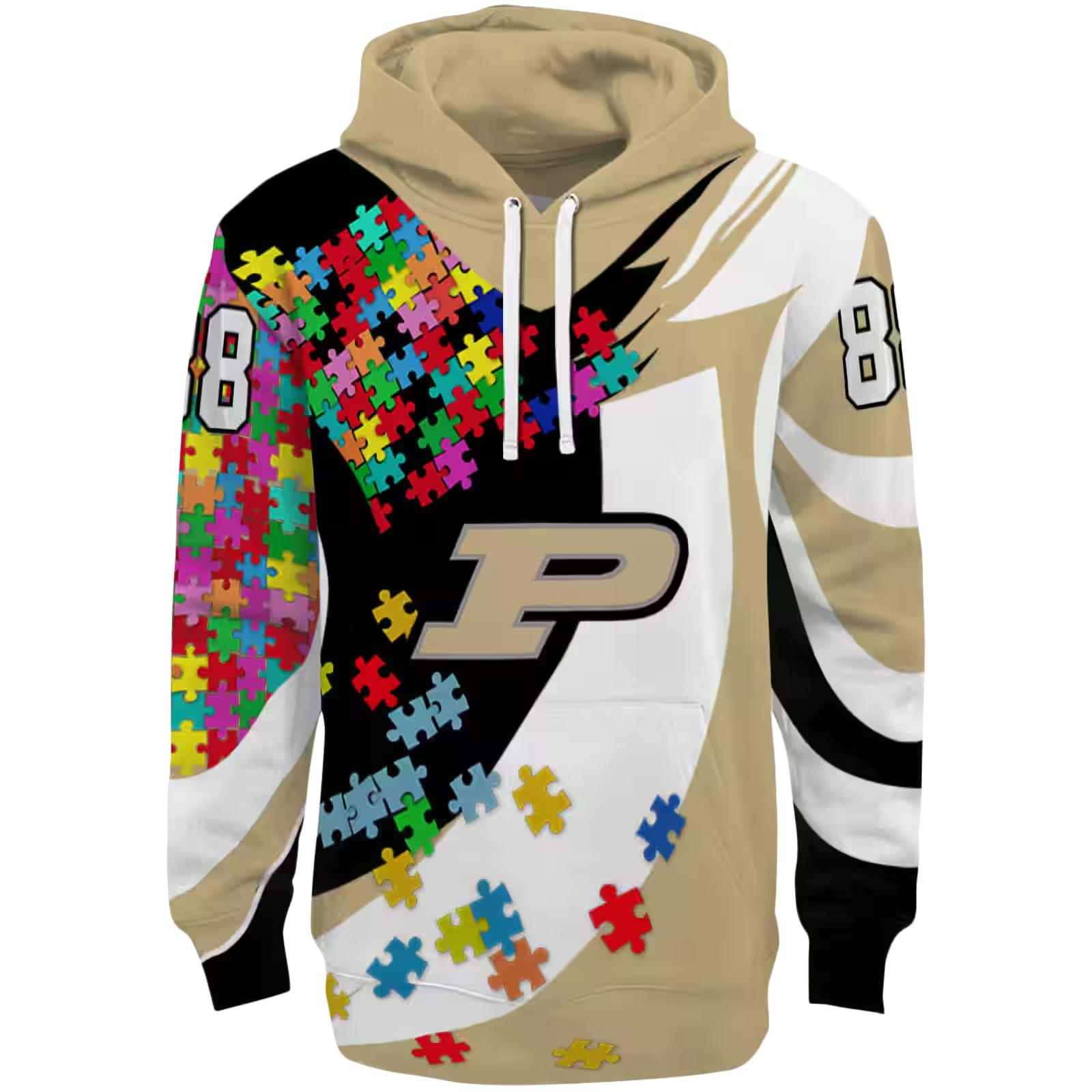 Personalized Purdue Boilermakers Puzzle Pieces Gold Hoodie