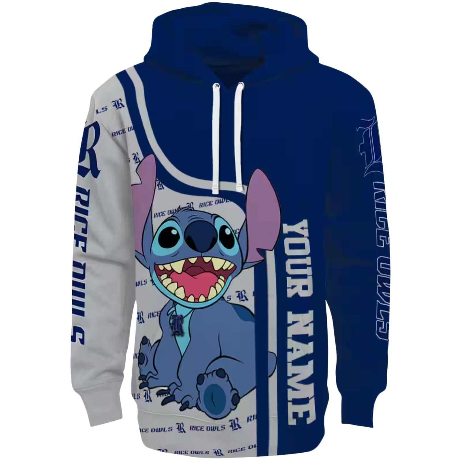 Personalized Rice Owls Stitch Navy Blue Hoodie