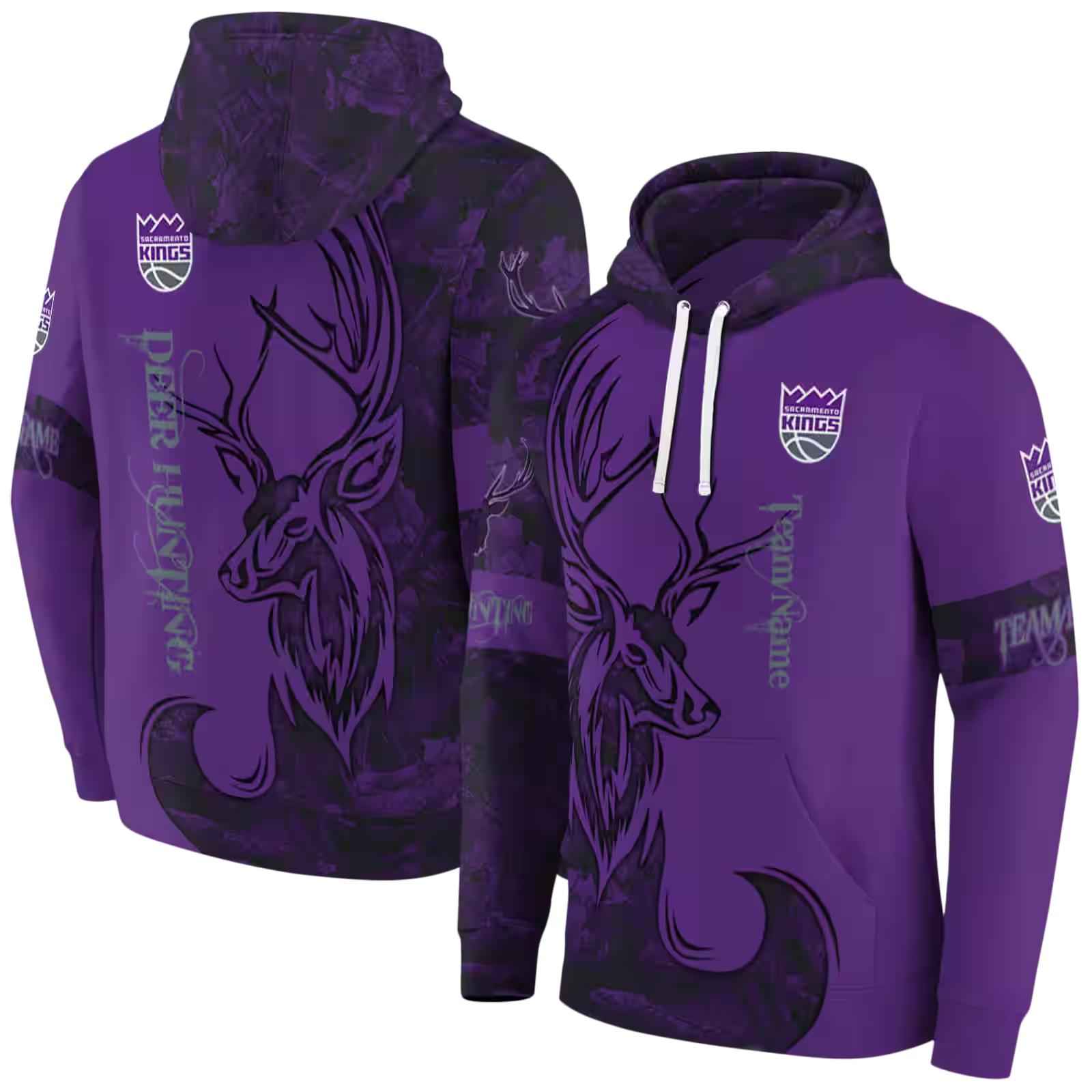 personalized sacramento kings deer silhouette purple hoodie fashion forward