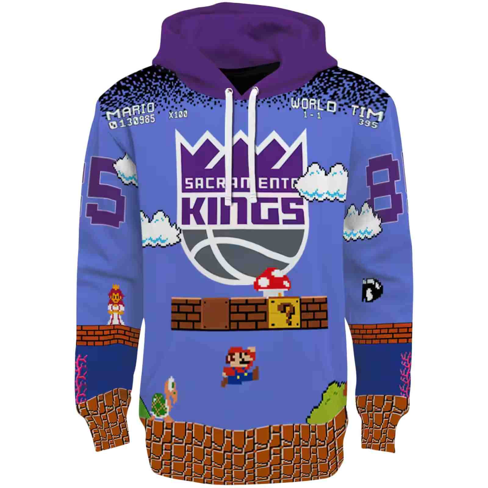 Personalized Sacramento Kings Mario Blue Black Hoodie