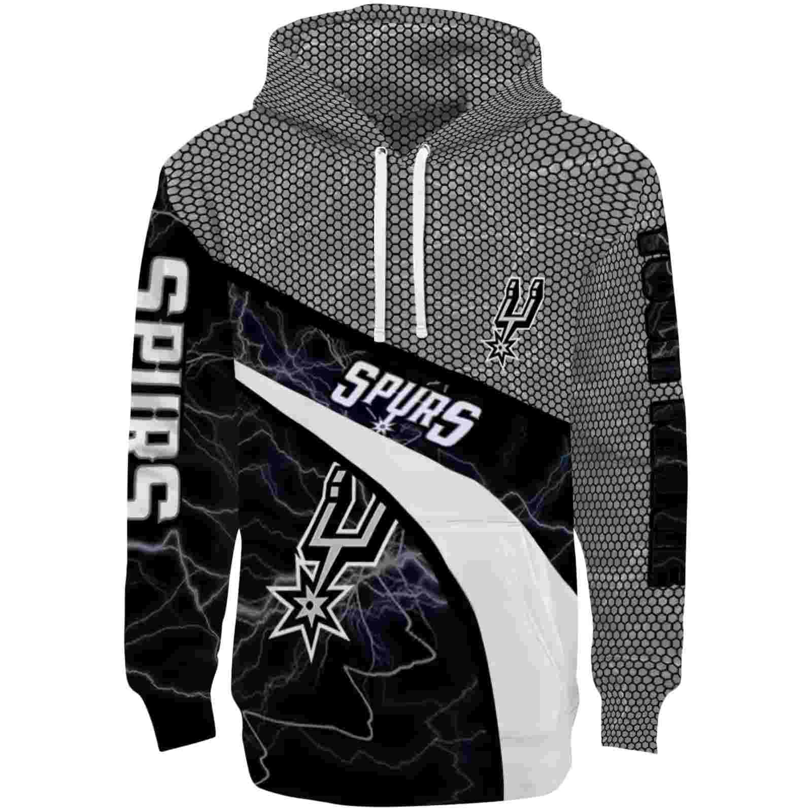 Personalized San Antonio Spurs Hexagonal Mesh Silver Black Gray Hoodie