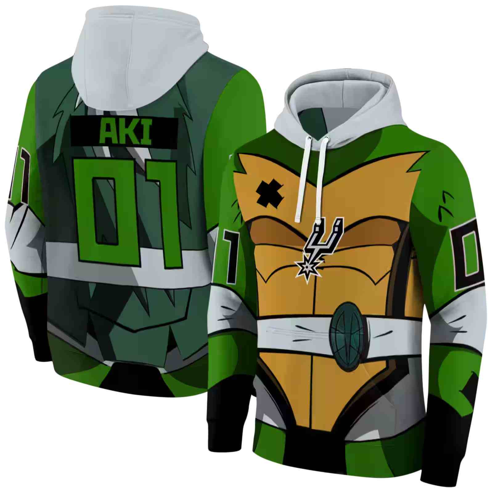 personalized san antonio spurs superhero armor silver green hoodie fashion forward