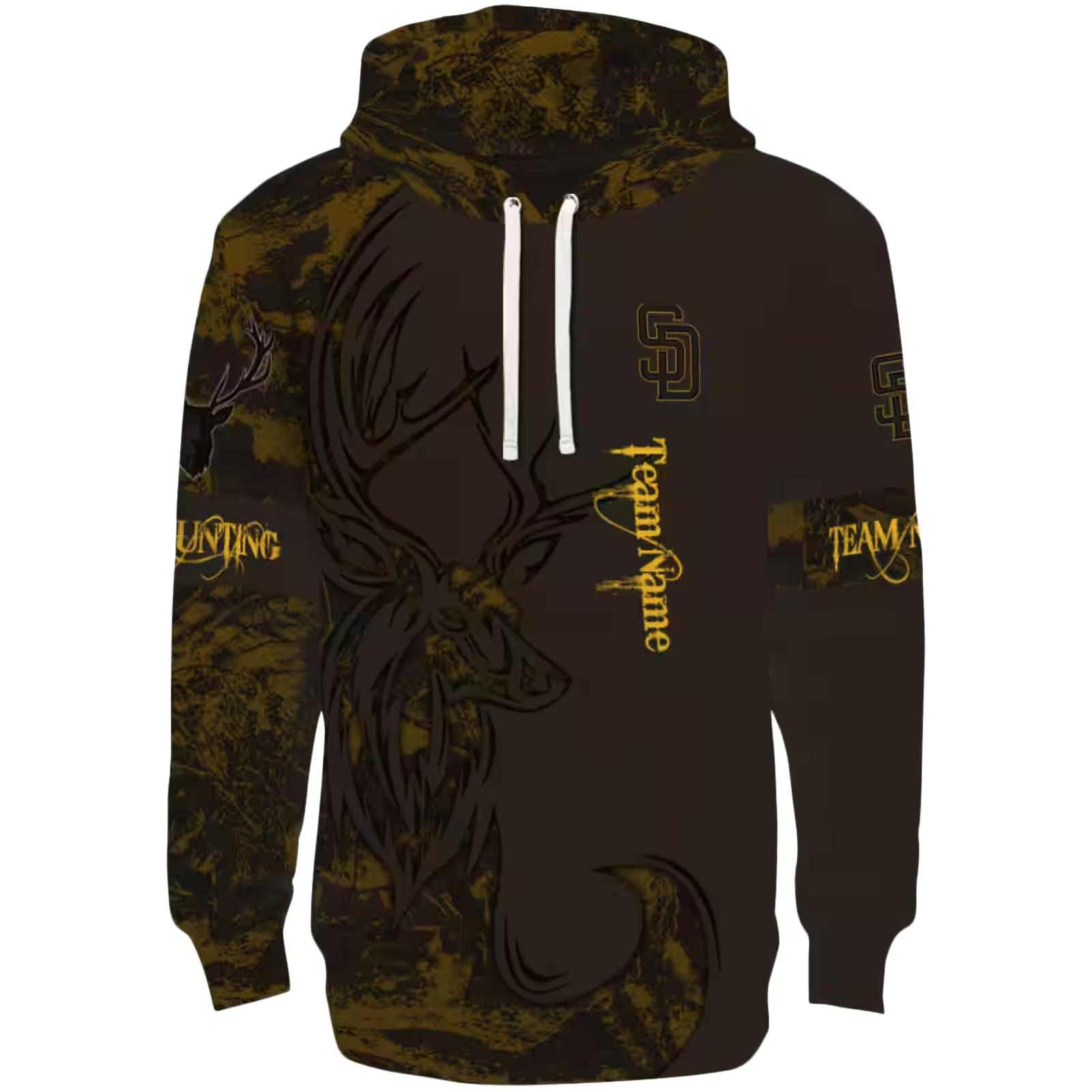 Personalized San Diego Padres Deer Silhouette Brown Hoodie