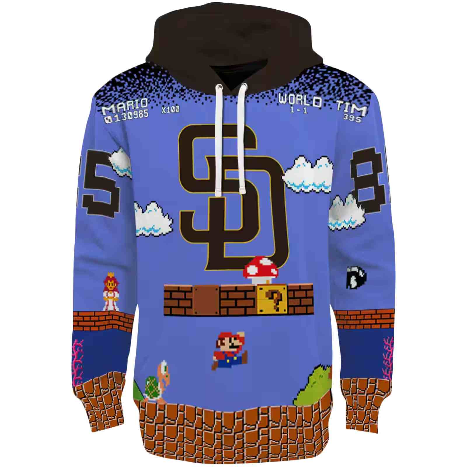 Personalized San Diego Padres Mario Blue Black Hoodie