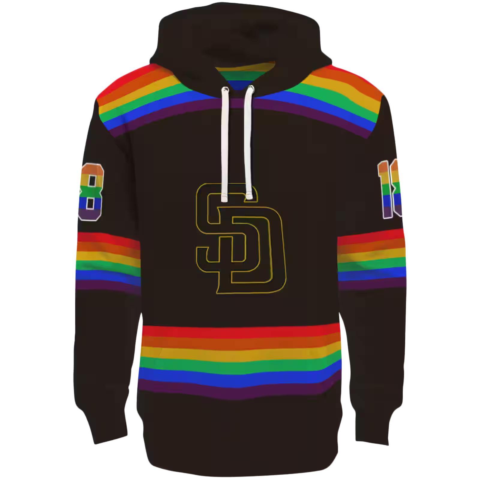 Personalized San Diego Padres Rainbow Stripes Brown Hoodie