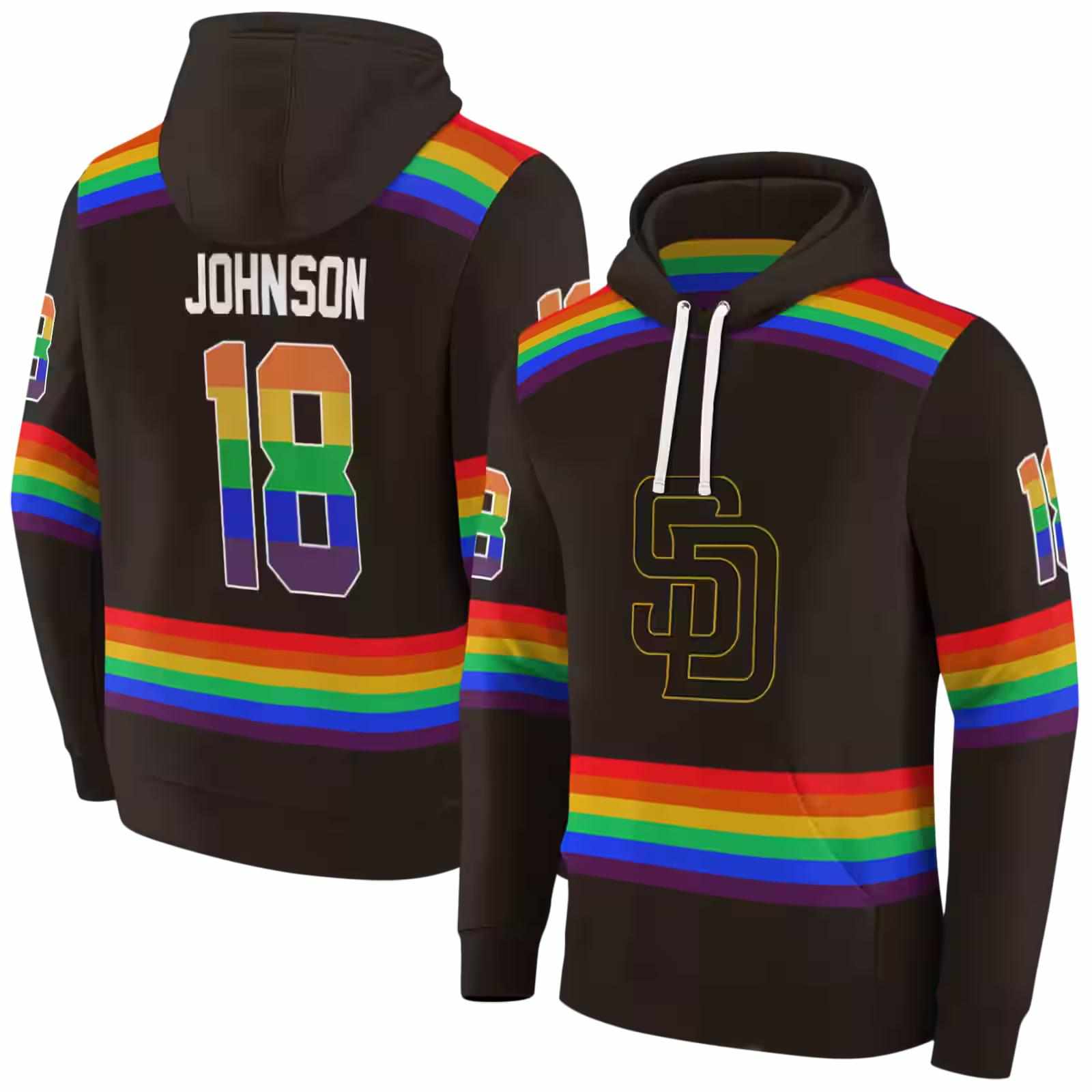 personalized san diego padres rainbow stripes brown hoodie fashion forward