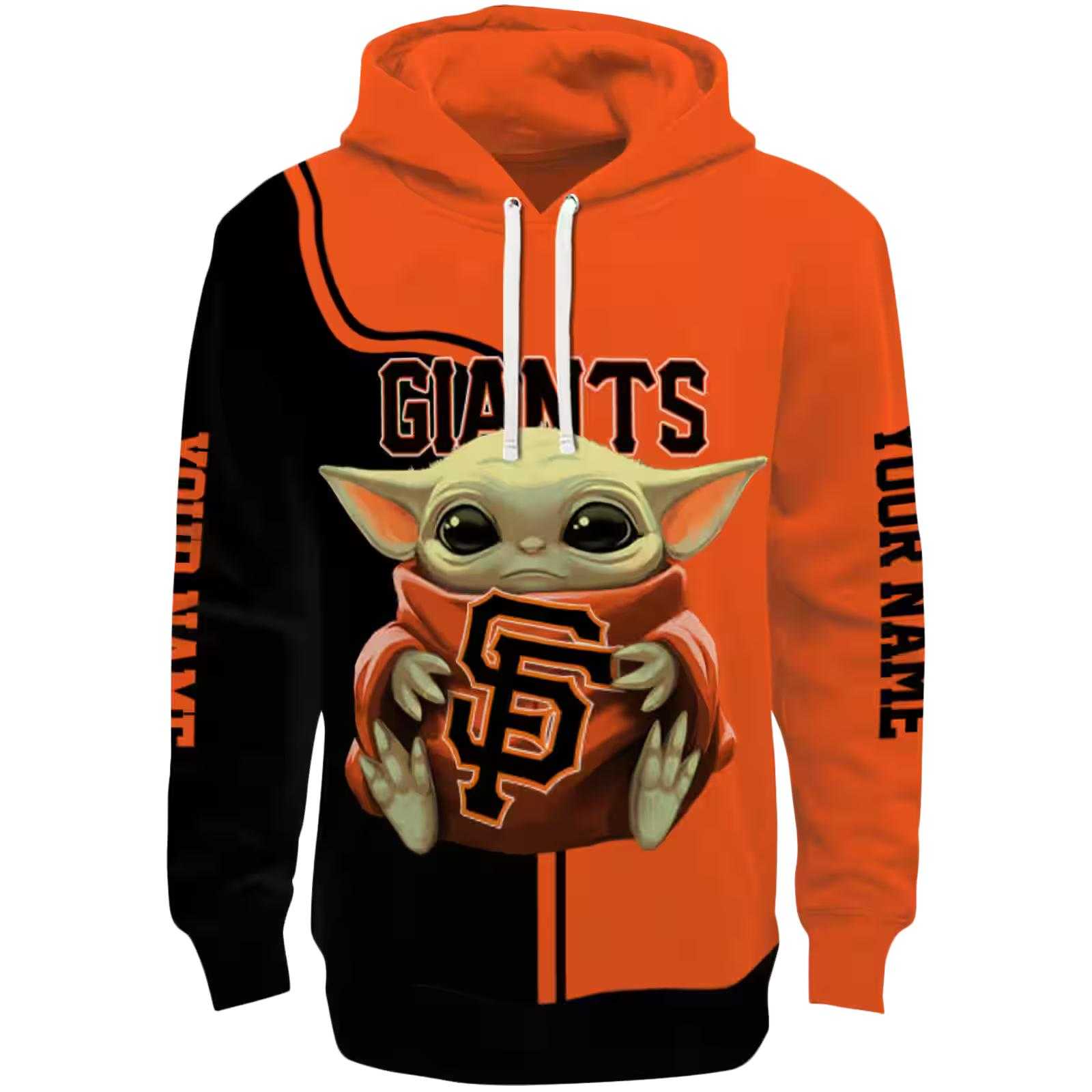 Personalized San Francisco Giants Baby Yoda Orange Black Hoodie