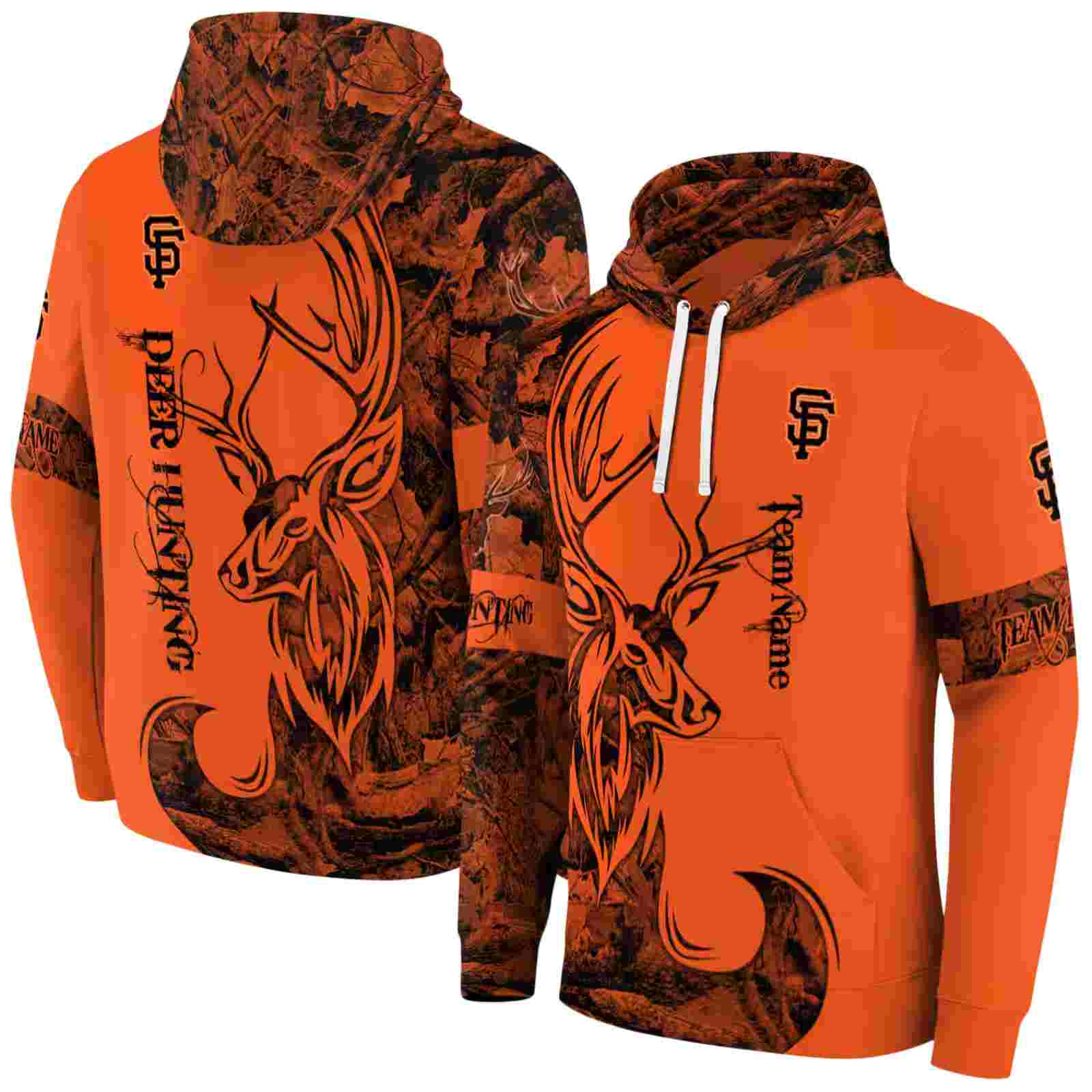 personalized san francisco giants deer silhouette orange hoodie fashion forward