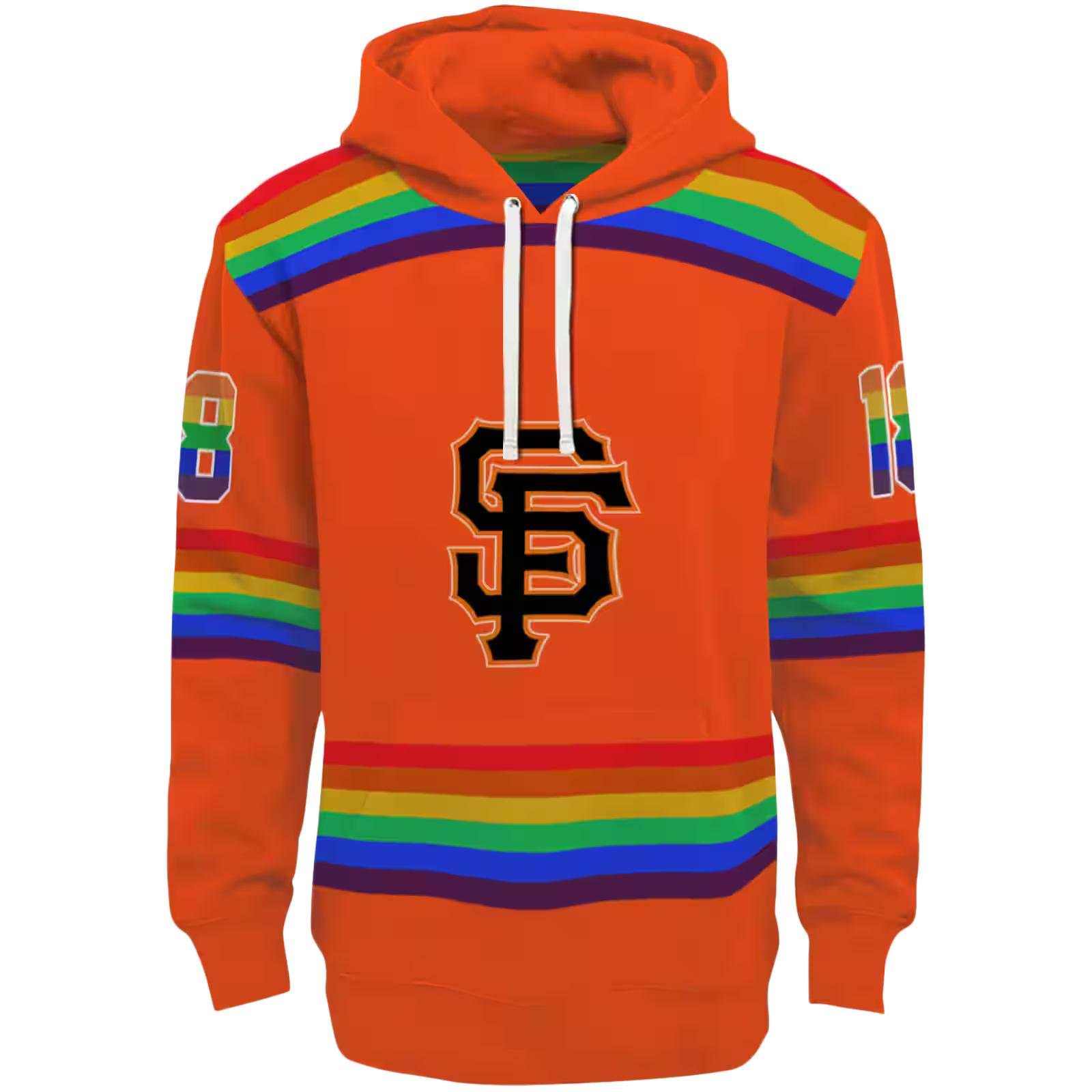 Personalized San Francisco Giants Rainbow Stripes Orange Hoodie