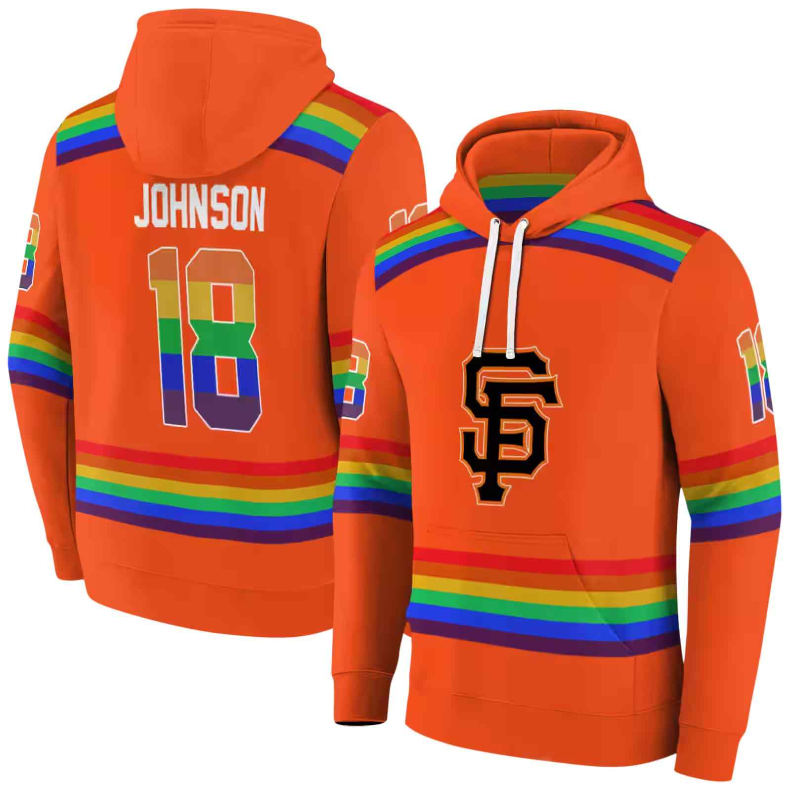 personalized san francisco giants rainbow stripes orange hoodie fashion forward