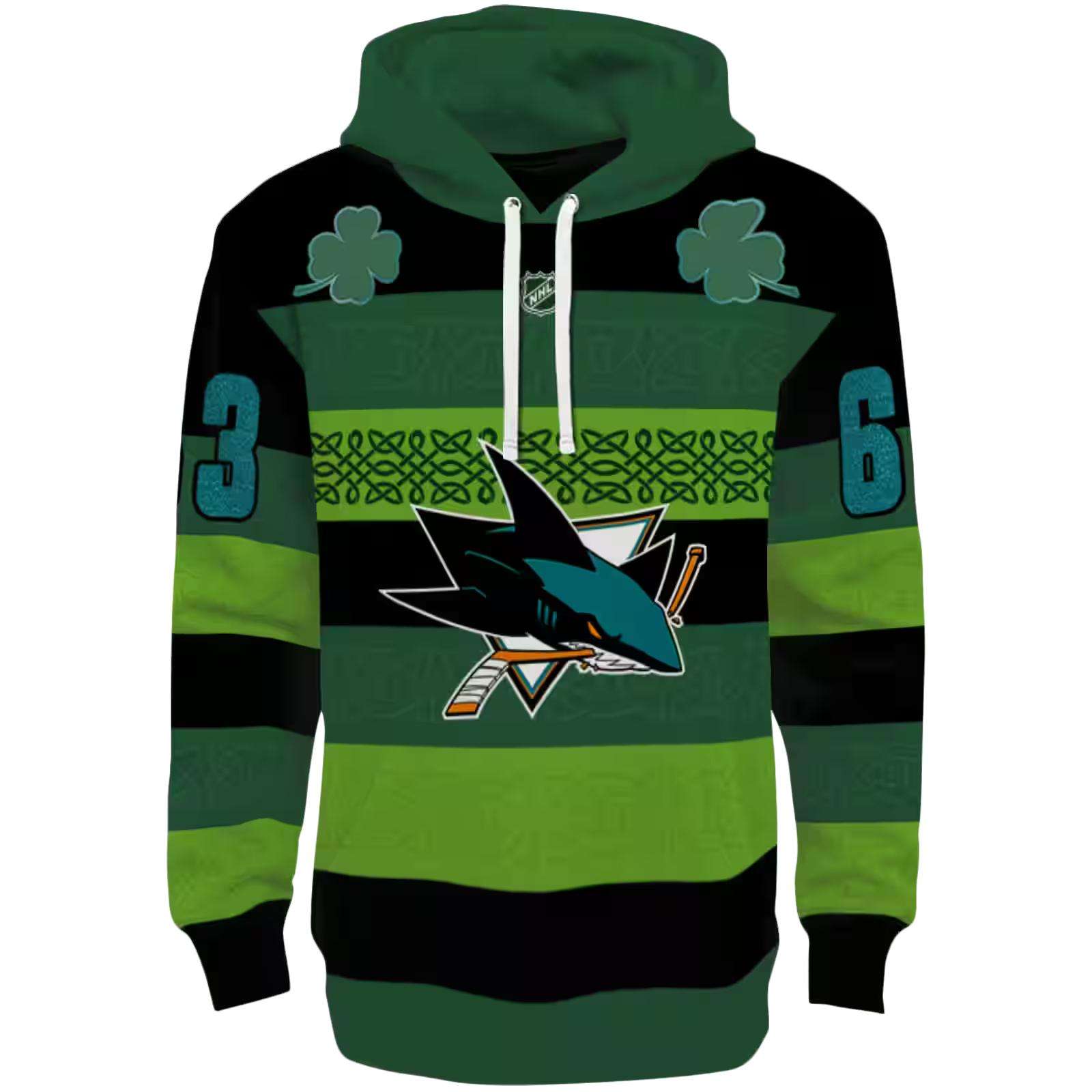 Personalized San Jose Sharks Celtic Patterns Green Hoodie