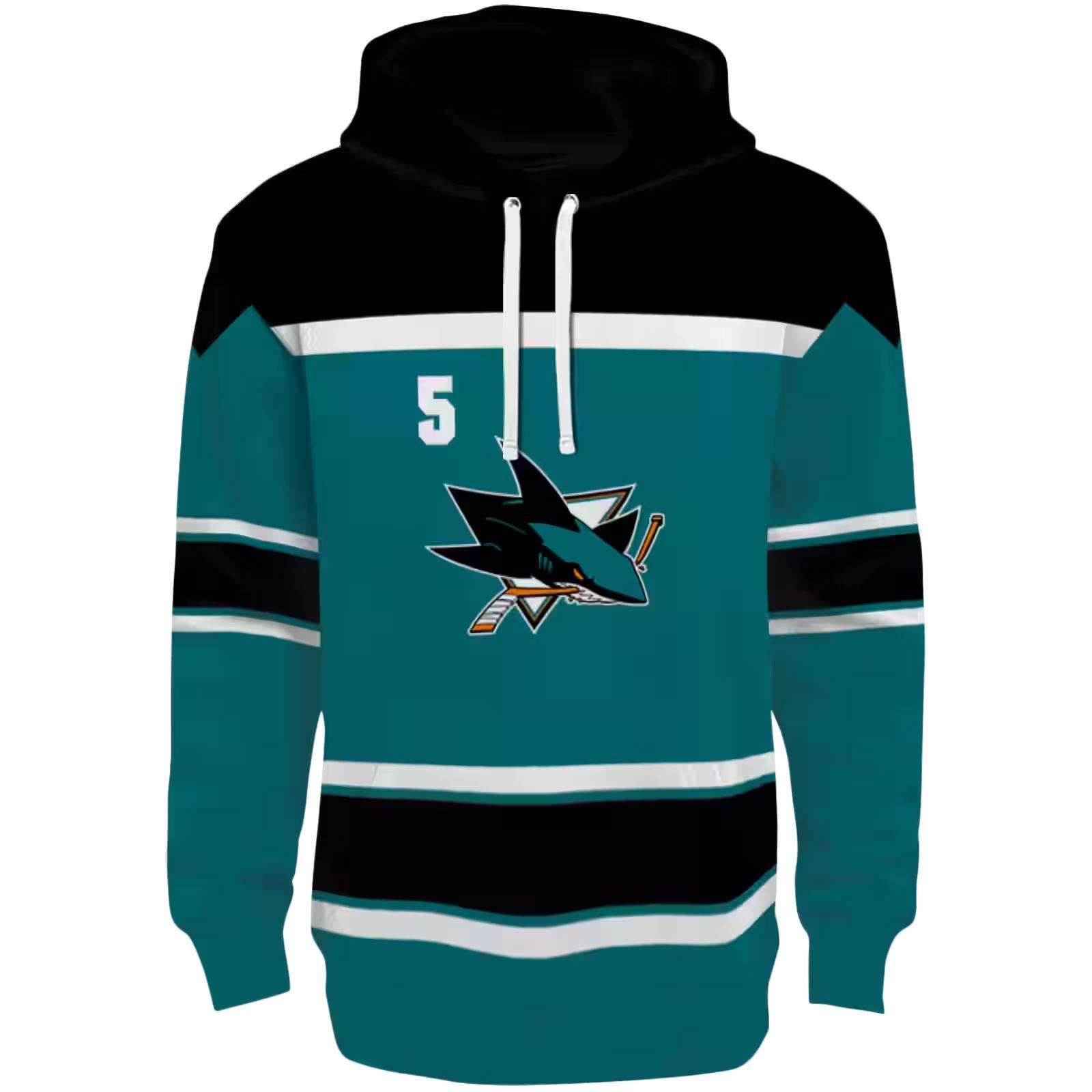 Personalized San Jose Sharks Striped Pattern Teal Hoodie