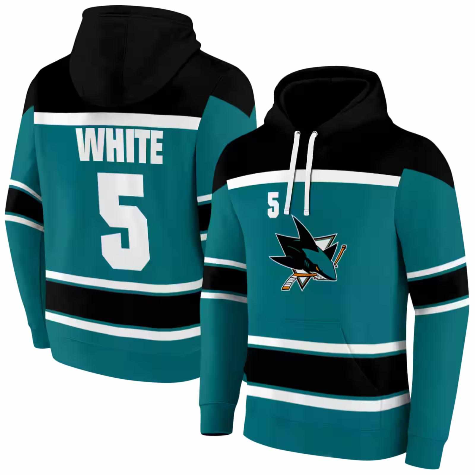 personalized san jose sharks striped pattern teal hoodie fashion forward