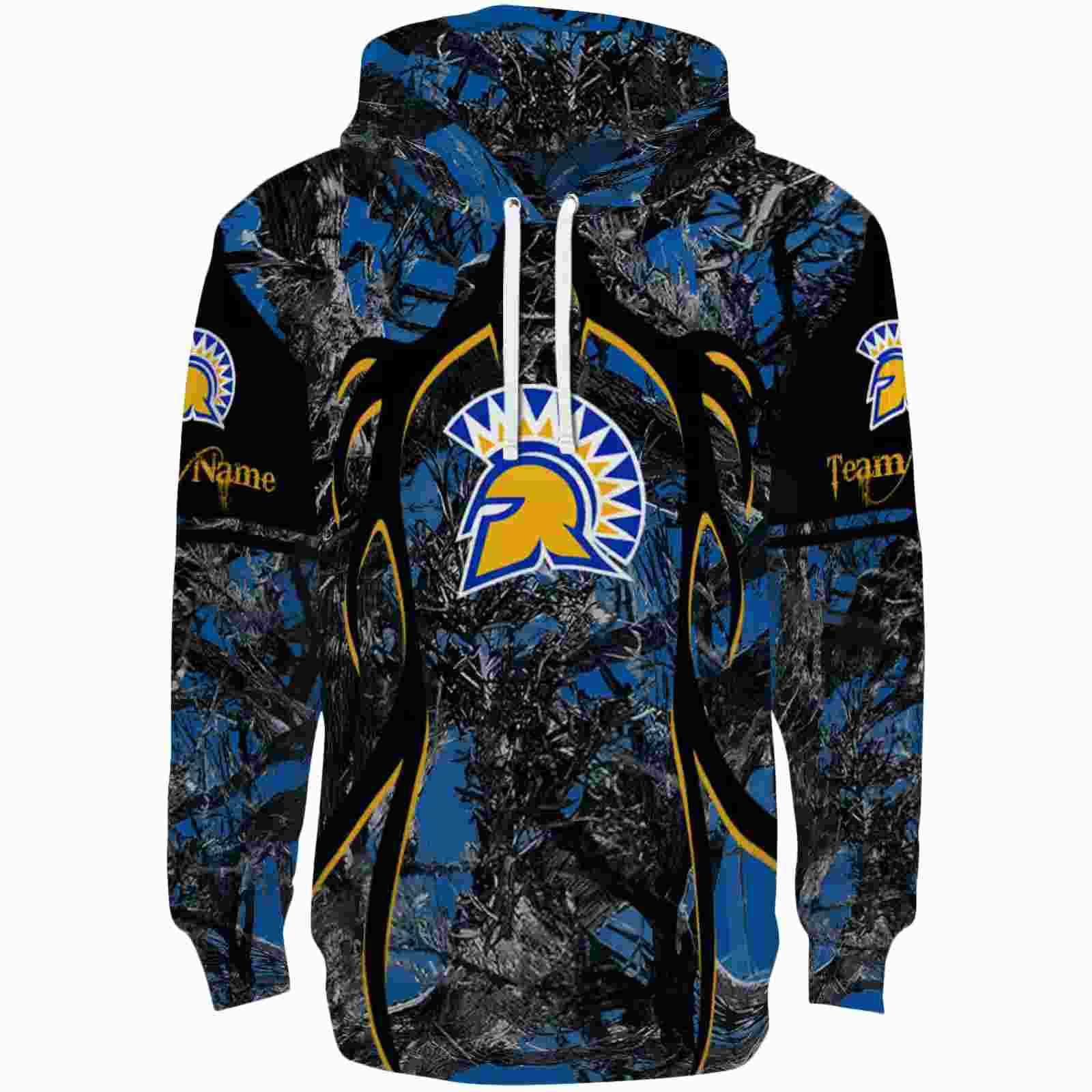 Personalized San Jose State Spartans Hunting Theme Blue Black Hoodie