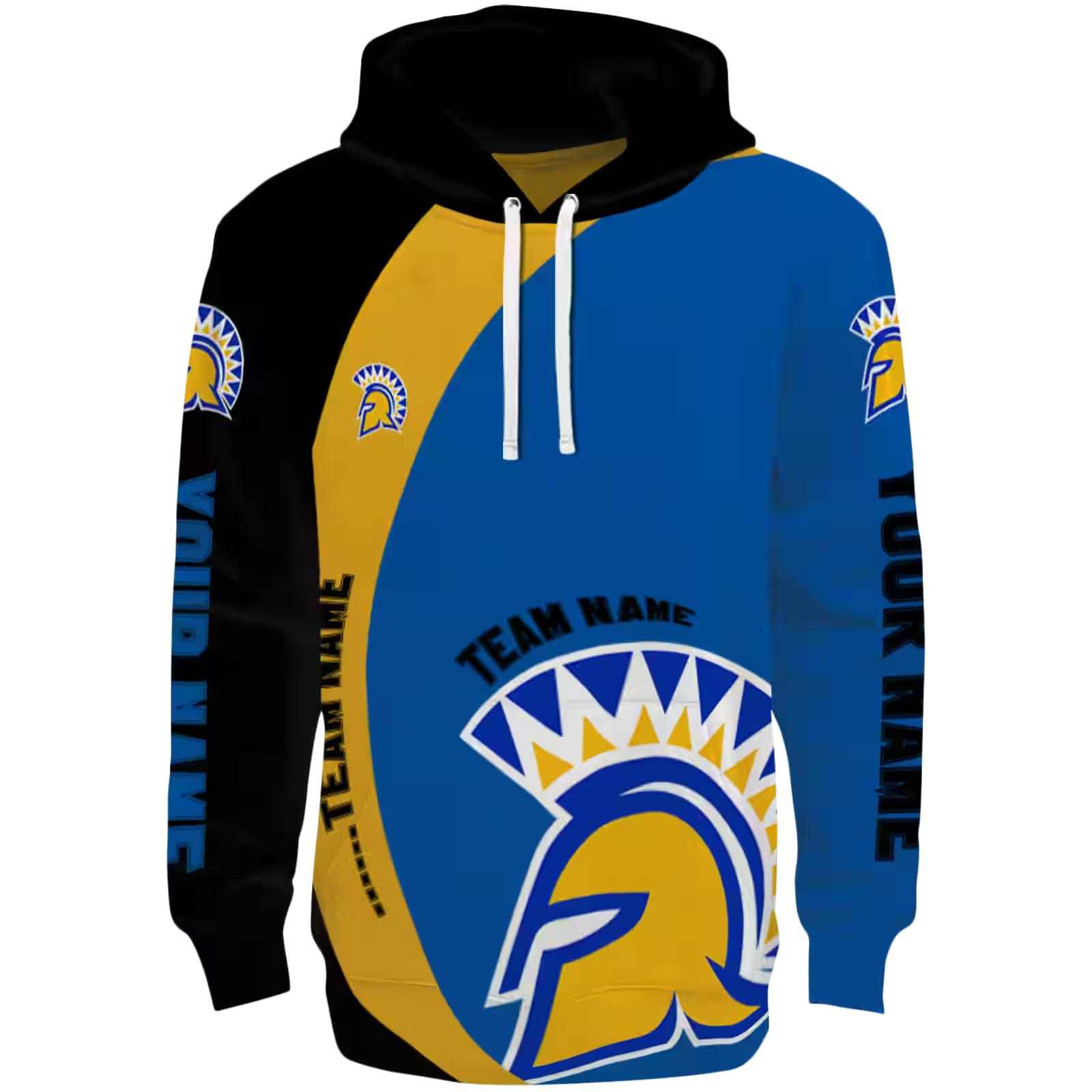 Personalized San Jose State Spartans Minimalist Design Blue Black Hoodie