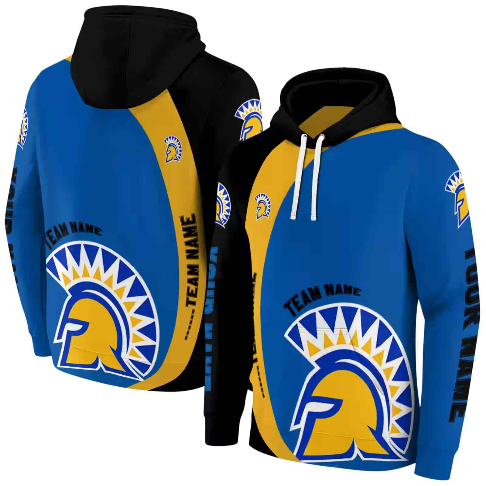 personalized san jose state spartans minimalist design blue black hoodie fashion forward