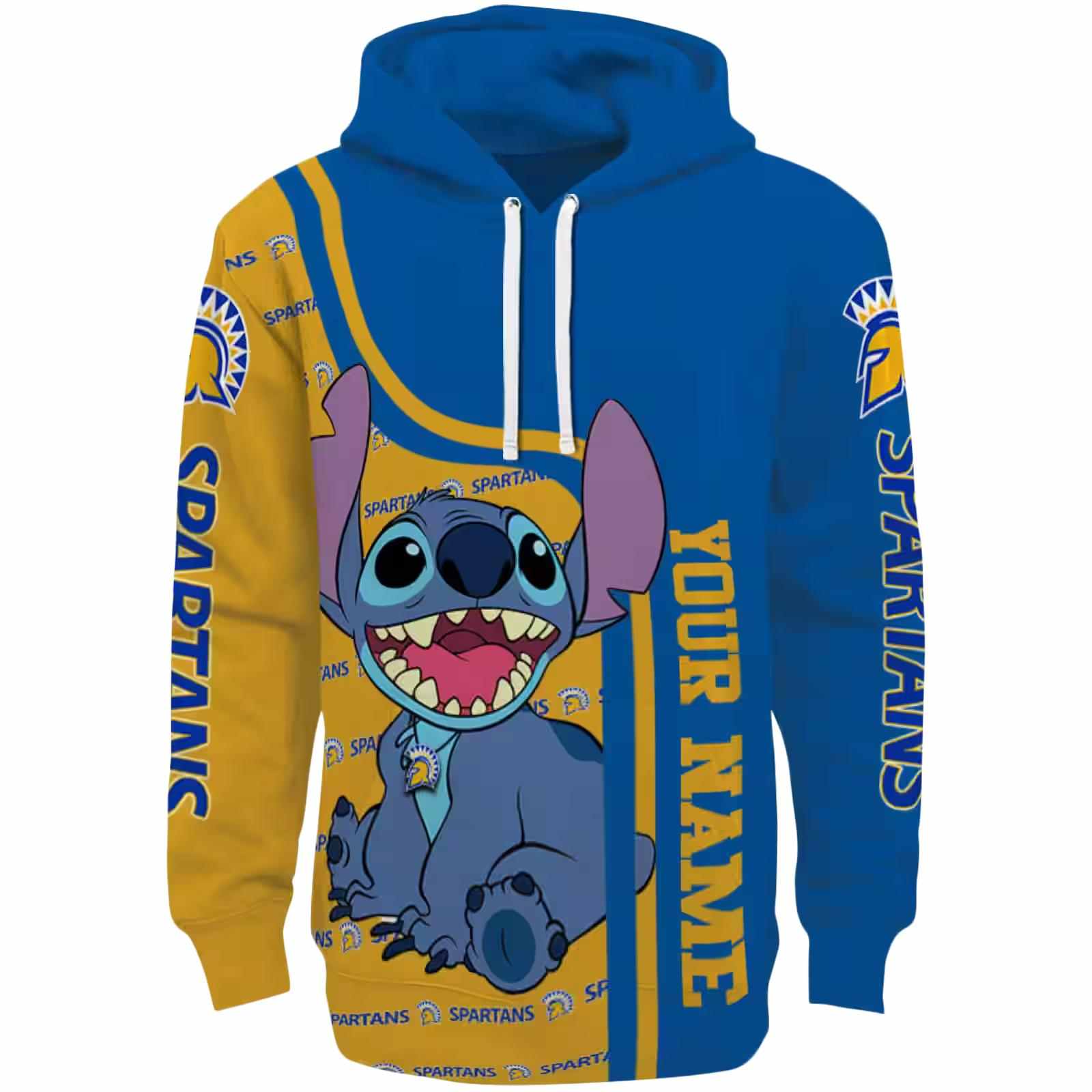 Personalized San Jose State Spartans Stitch Blue Hoodie