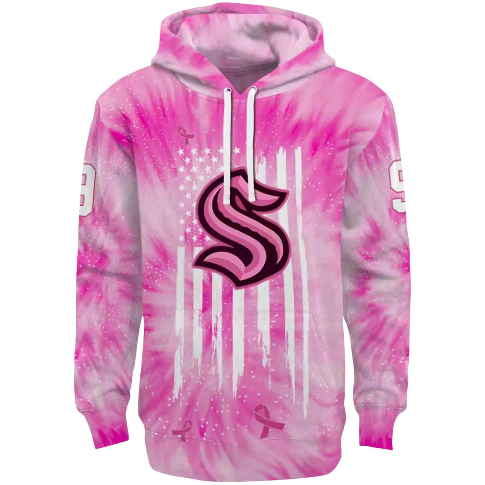 Personalized Seattle Kraken Cancer Support Pink Hoodie