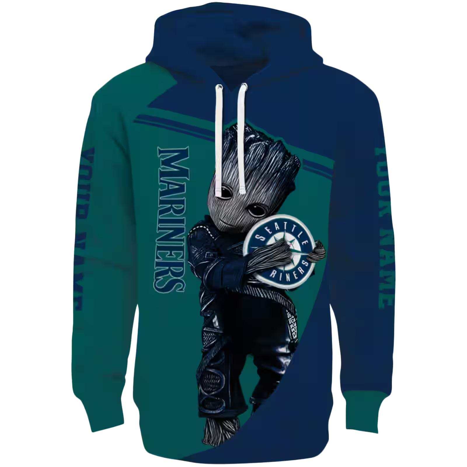 Personalized Seattle Mariners Groot Navy Blue Hoodie