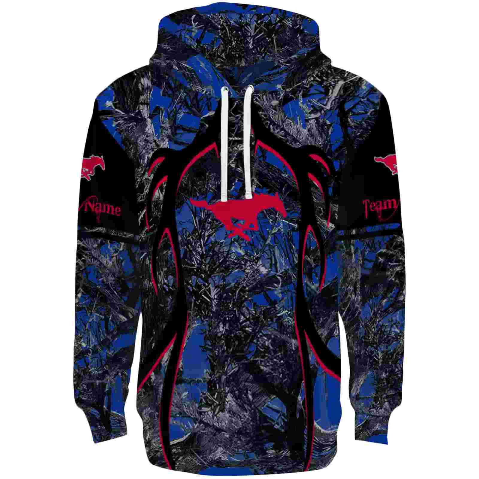 Personalized SMU Mustangs Hunting Theme Blue Black Hoodie