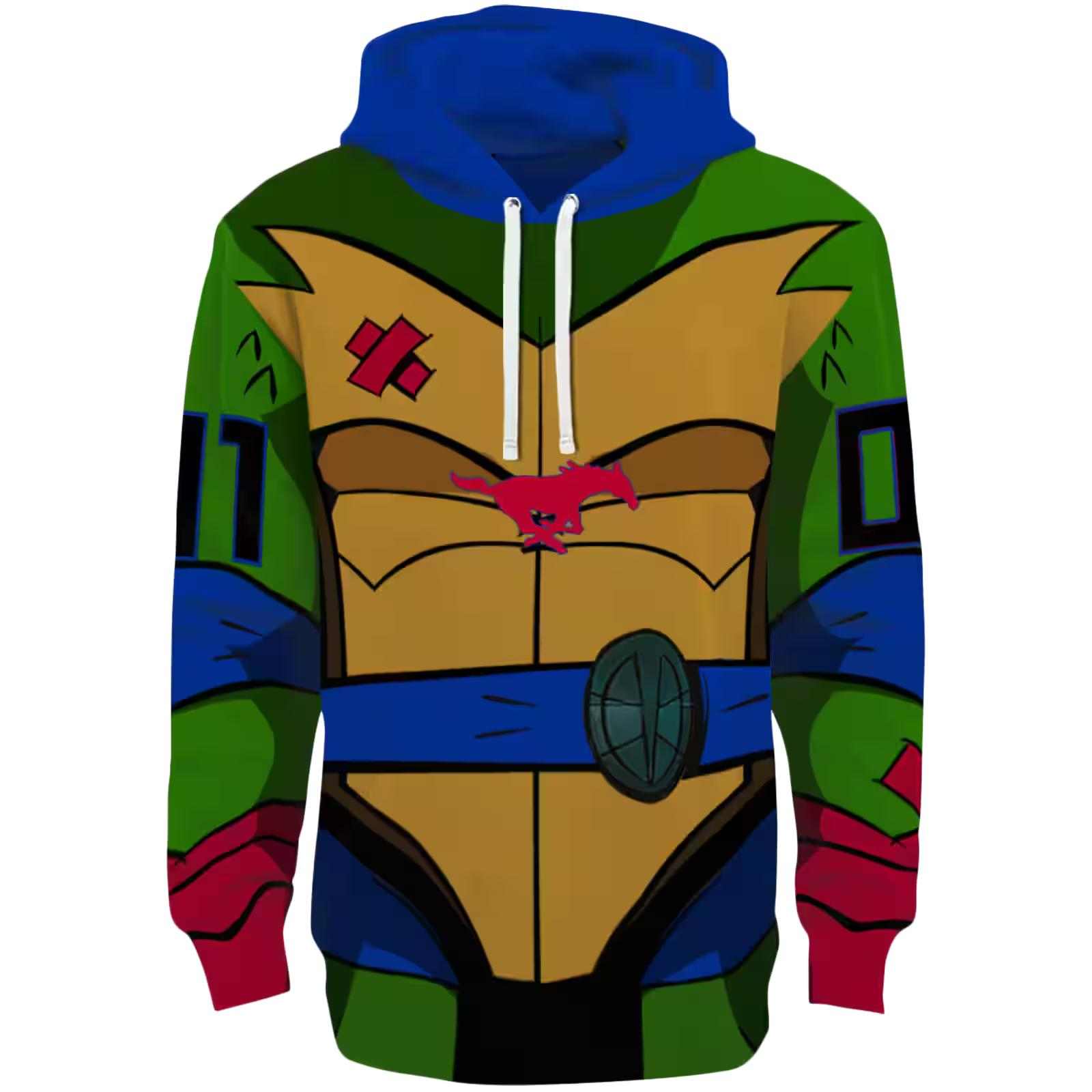 Personalized SMU Mustangs Superhero Armor Blue Green Hoodie