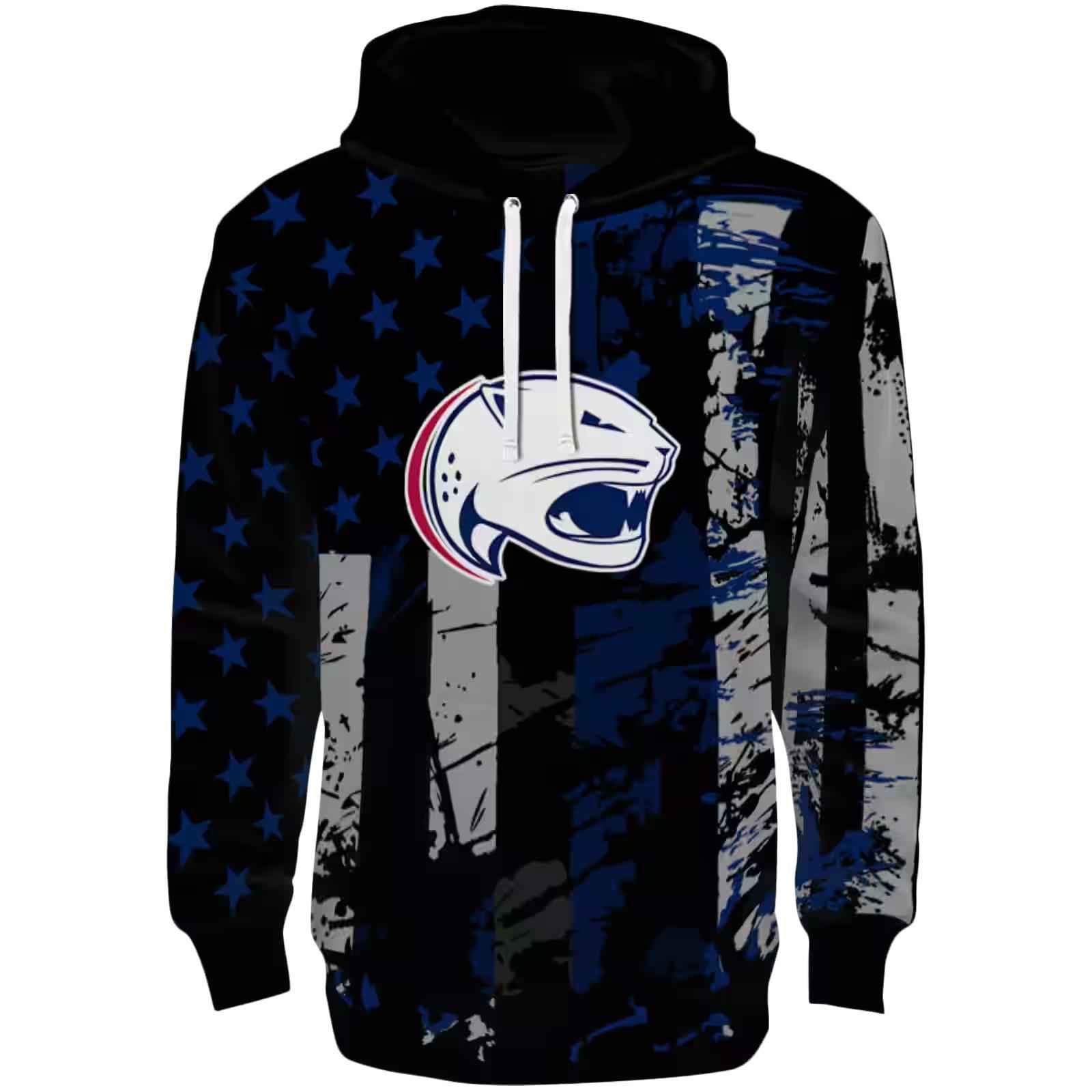 Personalized South Alabama Jaguars Distressed Flag Blue Black Hoodie