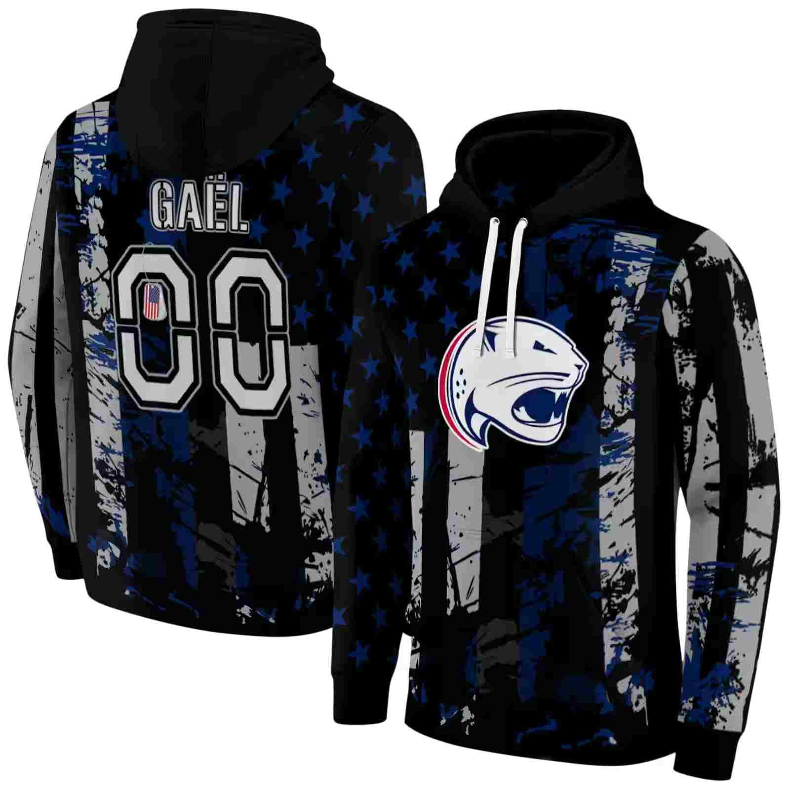 personalized south alabama jaguars distressed flag blue black hoodie fashion forward