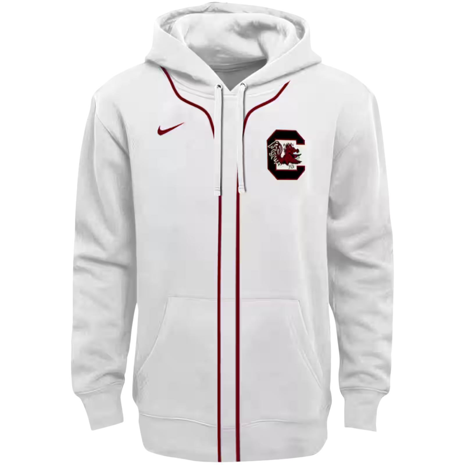 Personalized South Carolina Gamecocks Sporty Stripe White Hoodie