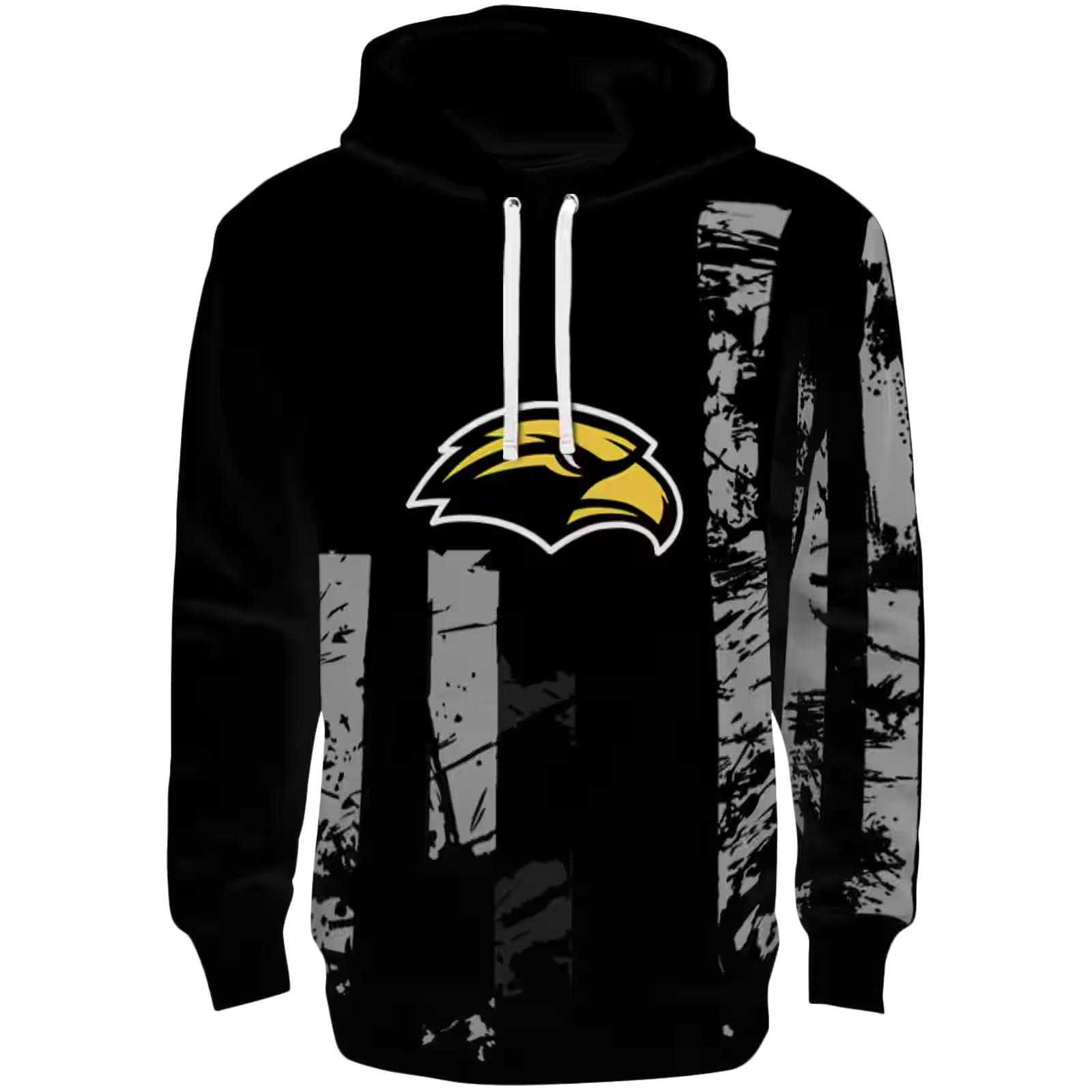 Personalized Southern Miss Golden Eagles Distressed Flag Black Hoodie