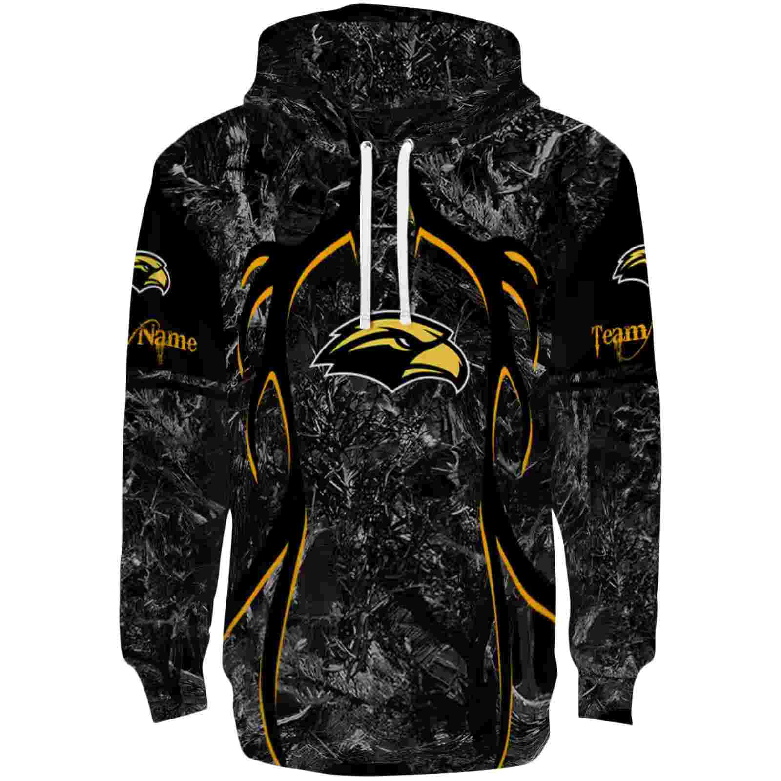 Personalized Southern Miss Golden Eagles Hunting Theme Black Hoodie