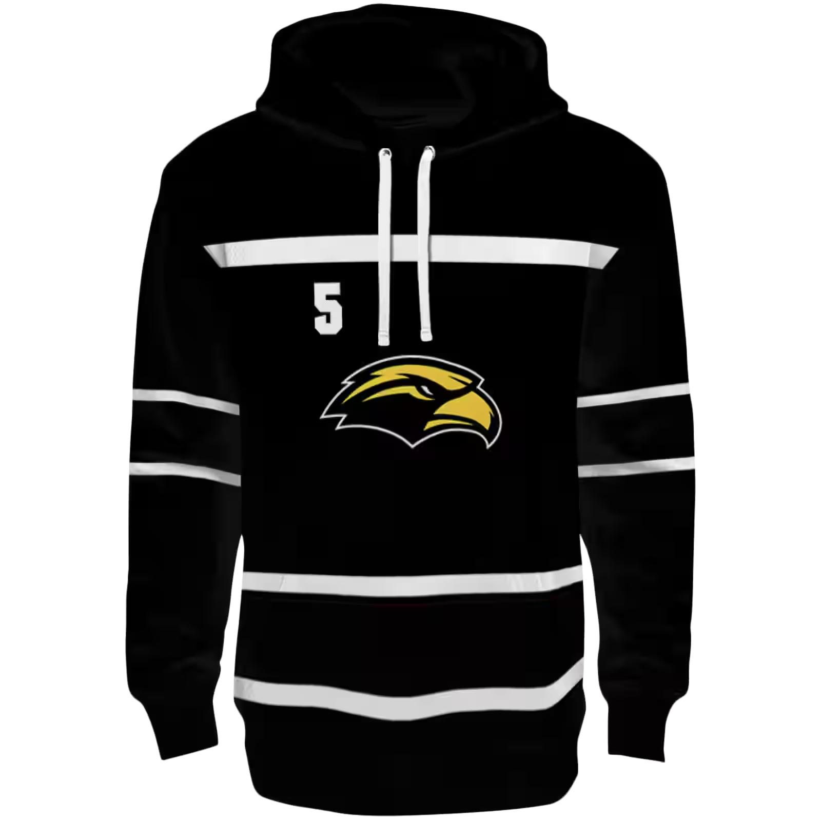 Personalized Southern Miss Golden Eagles Striped Pattern Black Hoodie